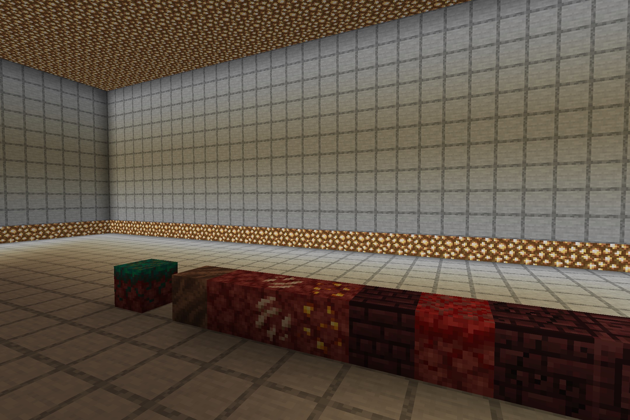 DrDonut Essentials PvP Pack Resource Pack Screenshot 2 Side perspective of various Nether blocks lined up on a stone floor