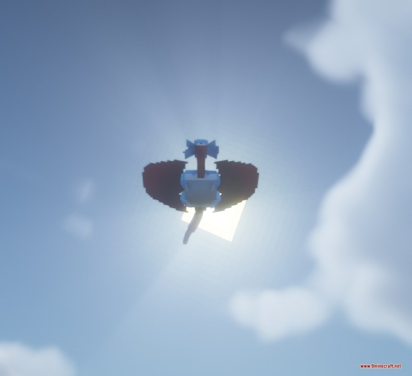 Draco Mon Data Pack Screenshot 7 Salamence flies high in the sky silhouetted against the bright sun