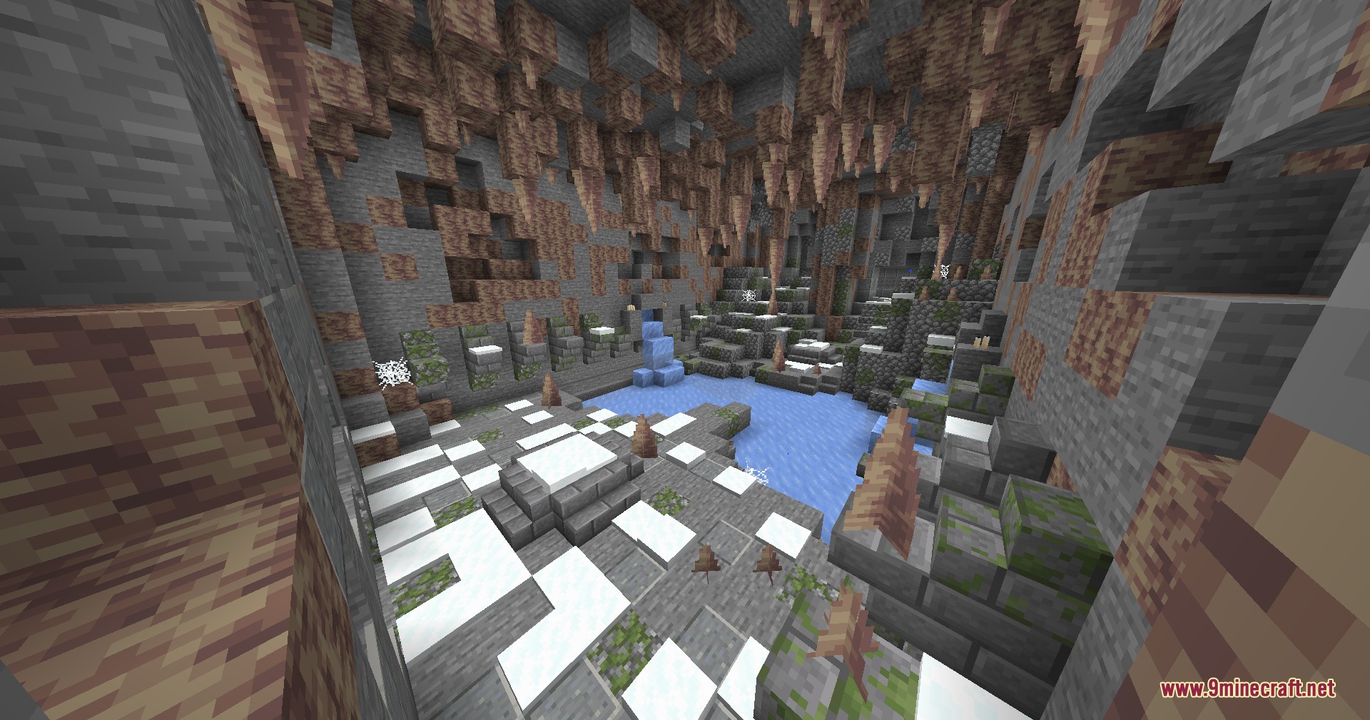 Dragon Priest Mod Screenshot 2 A large underground cave with stalactites and ruins from the Nordic era