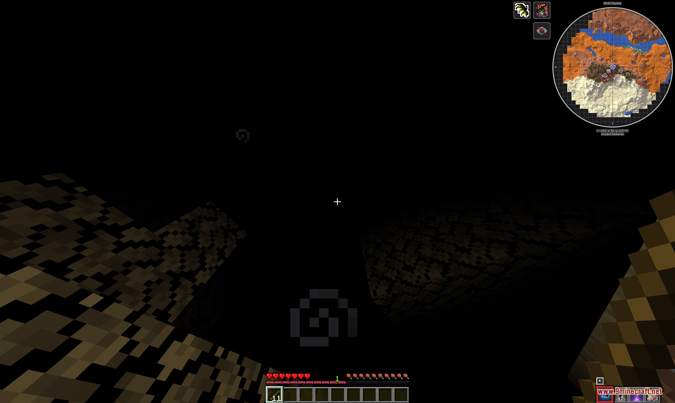 Dragon Survival Sculk Addon Resource Pack Screenshot 8 The player navigates through a pitch black area using unique vision abilities
