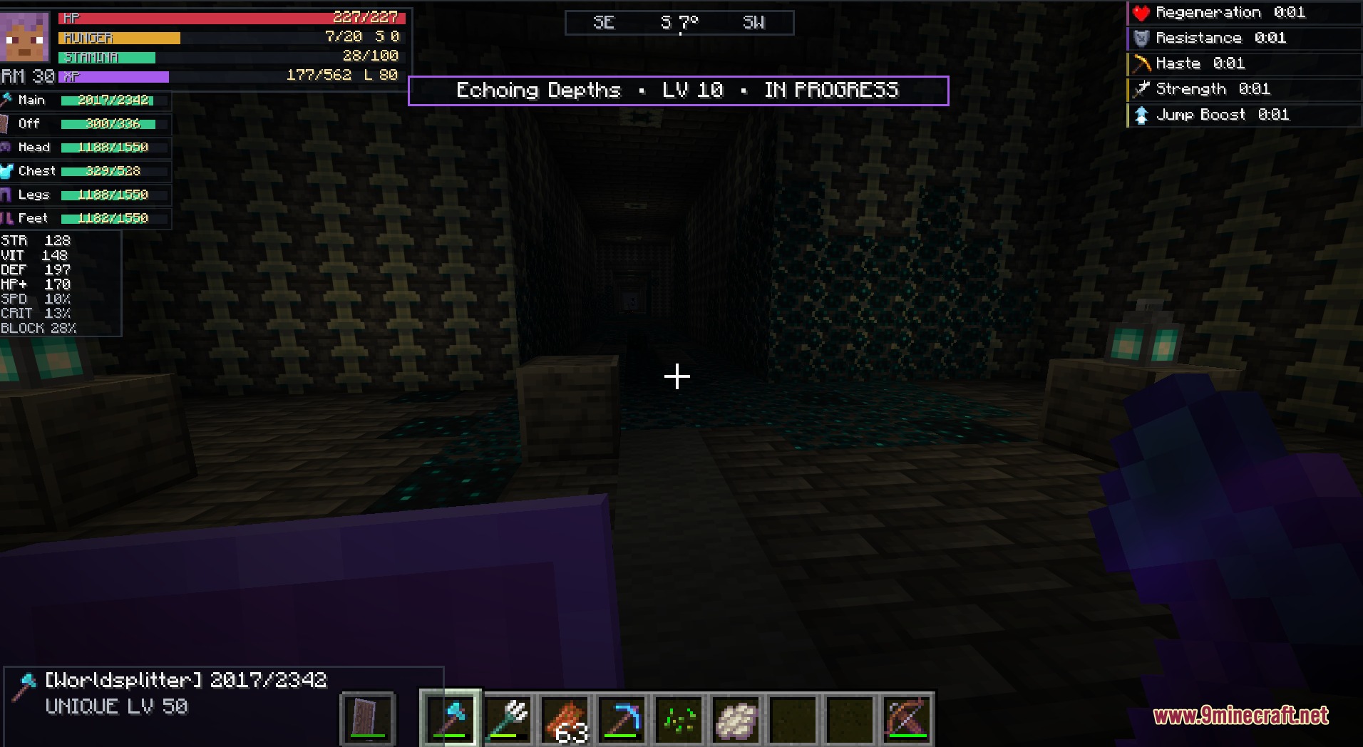 DungeonRPG Mod Screenshot 2 Player exploring the Echoing Depths dungeon with a custom RPG head up display
