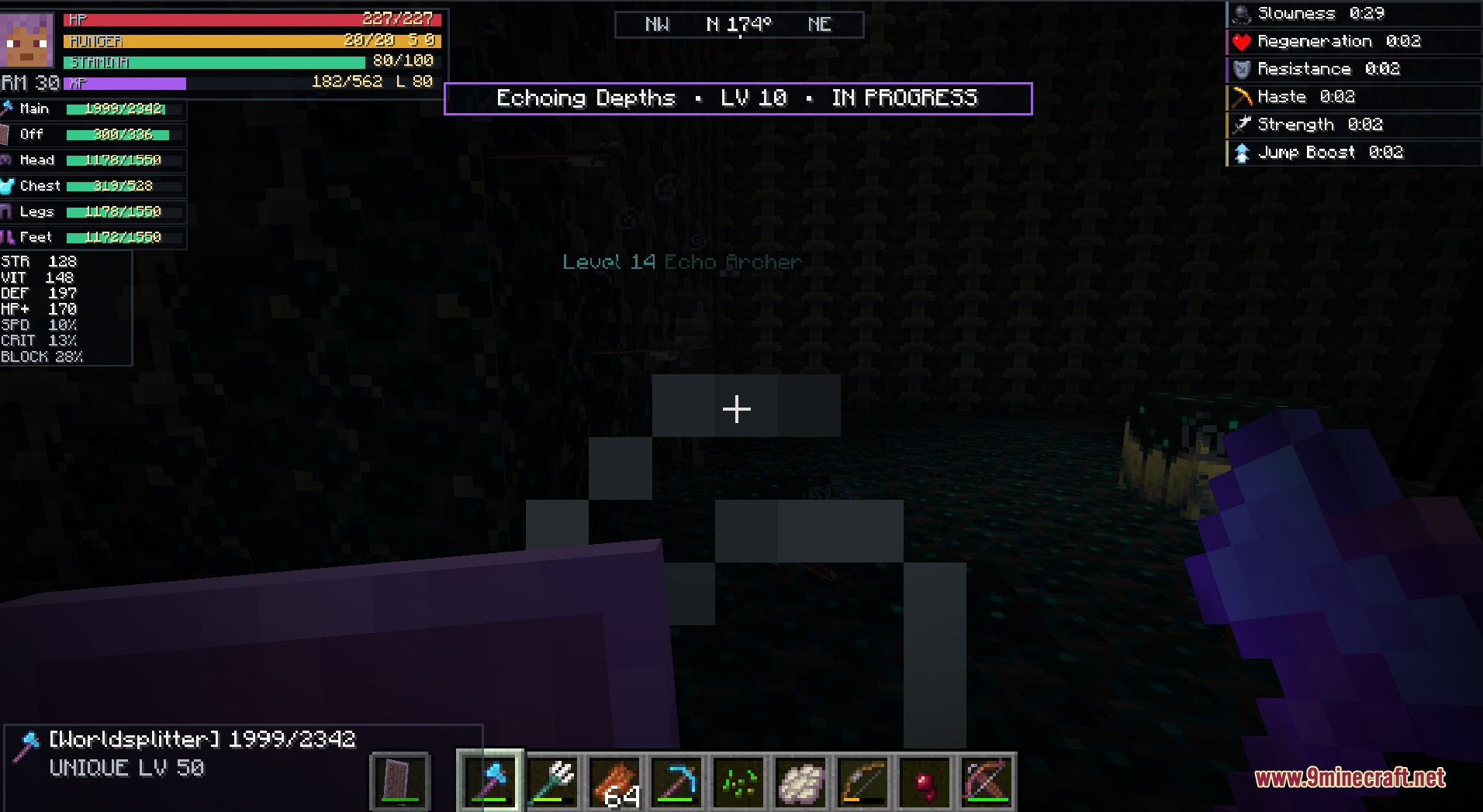DungeonRPG Mod Screenshot 4 Exploring the Echoing Depths dungeon with a progress bar on screen