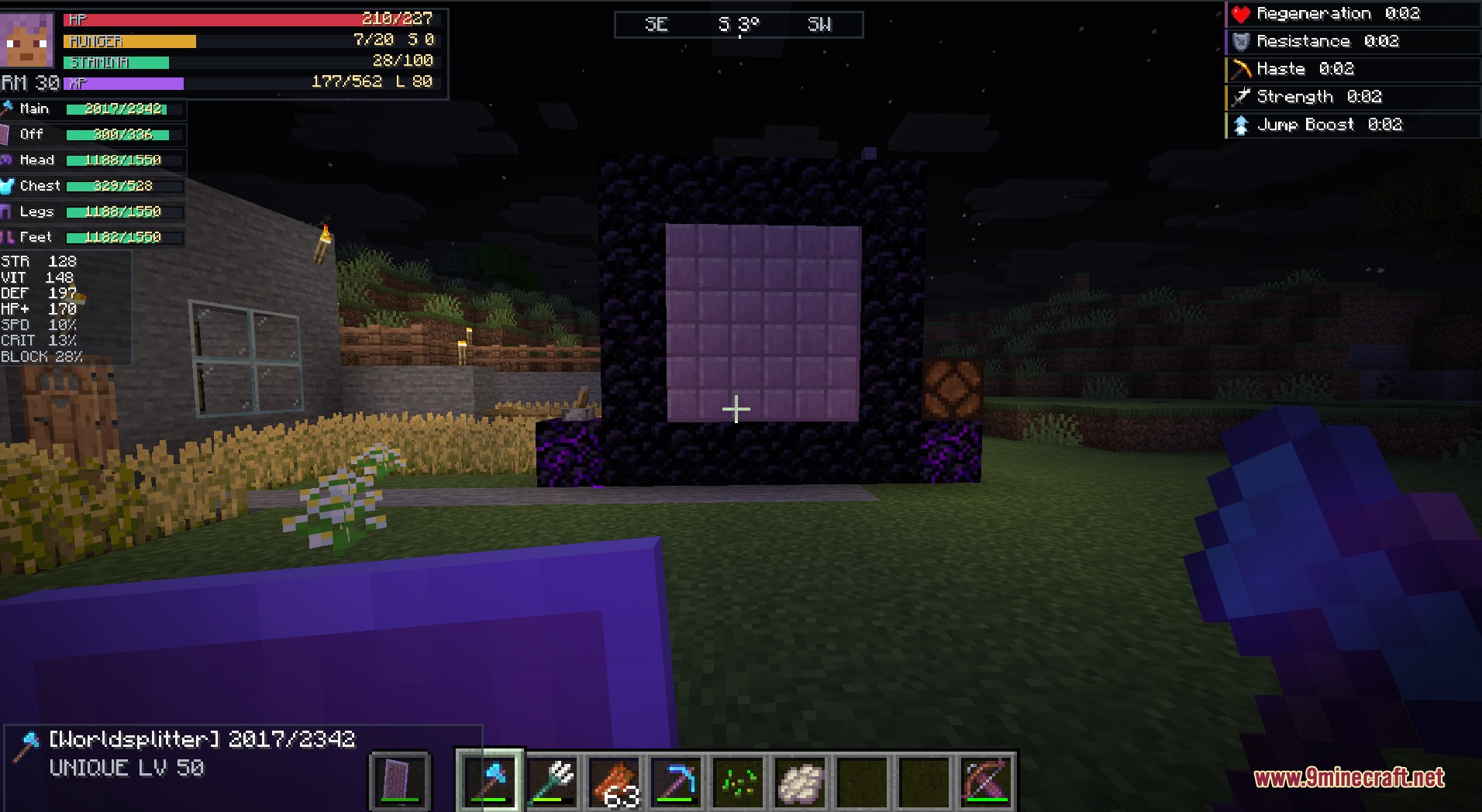 DungeonRPG Mod Screenshot 5 A player stands before a large obsidian gateway to a themed dungeon