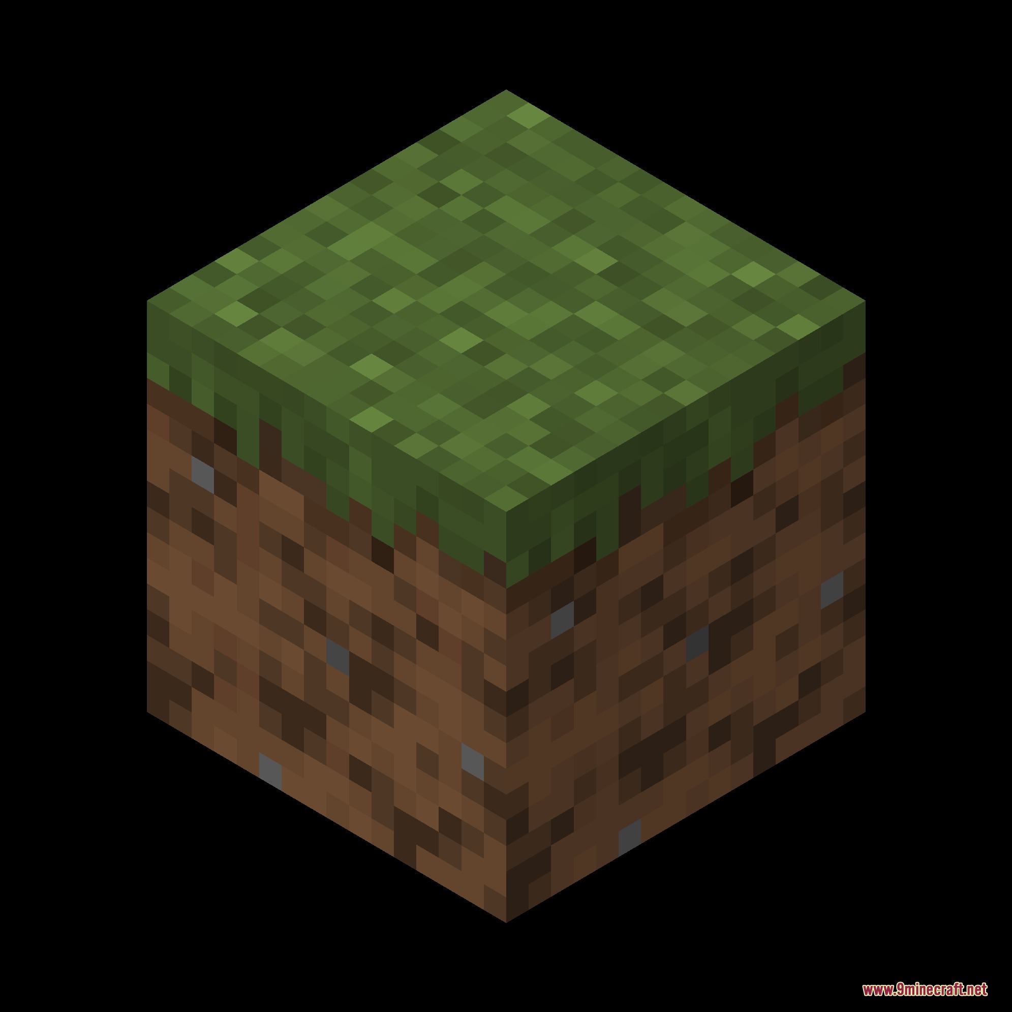Dungeons Dirt Resource Pack Screenshot 5 A single grass block with textures from the Dungeons Dirt Resource Pack