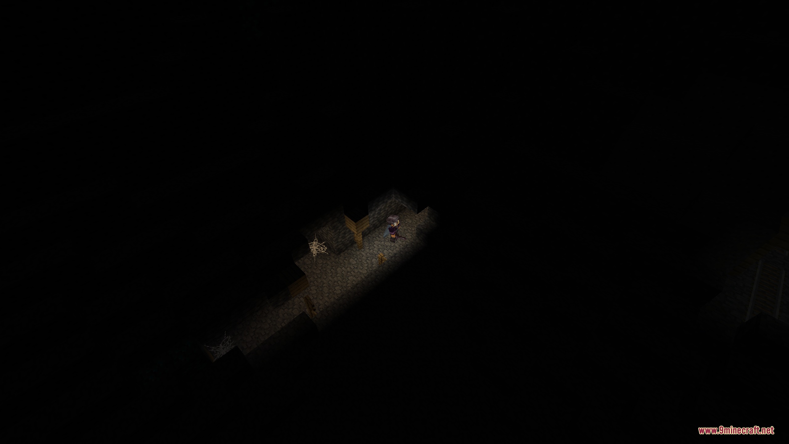 Dungeons Perspective Mod Screenshot 8 A player character exploring a dark cave from a top down perspective