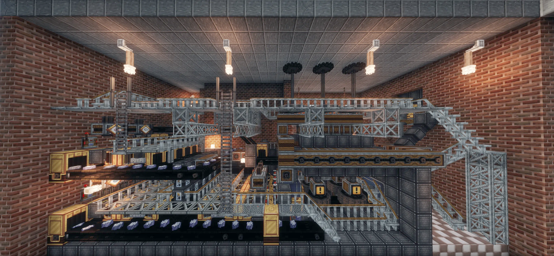 Dye Factory Schematic Screenshots 1 Detailed interior view of a factory with conveyor belts and industrial machinery