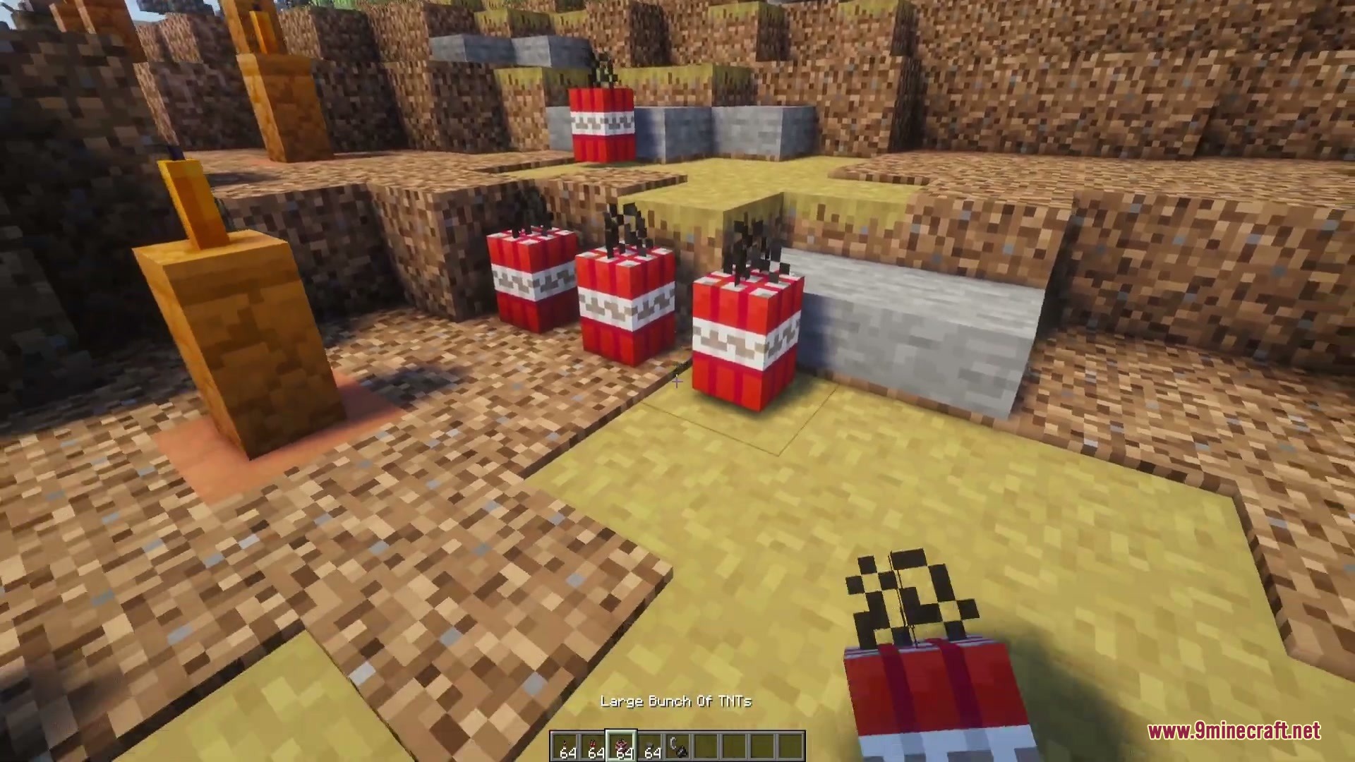 Dynamites Overhaul Mod Screenshot 6 Multiple bundles of dynamite sticks placed on the ground for precision mining