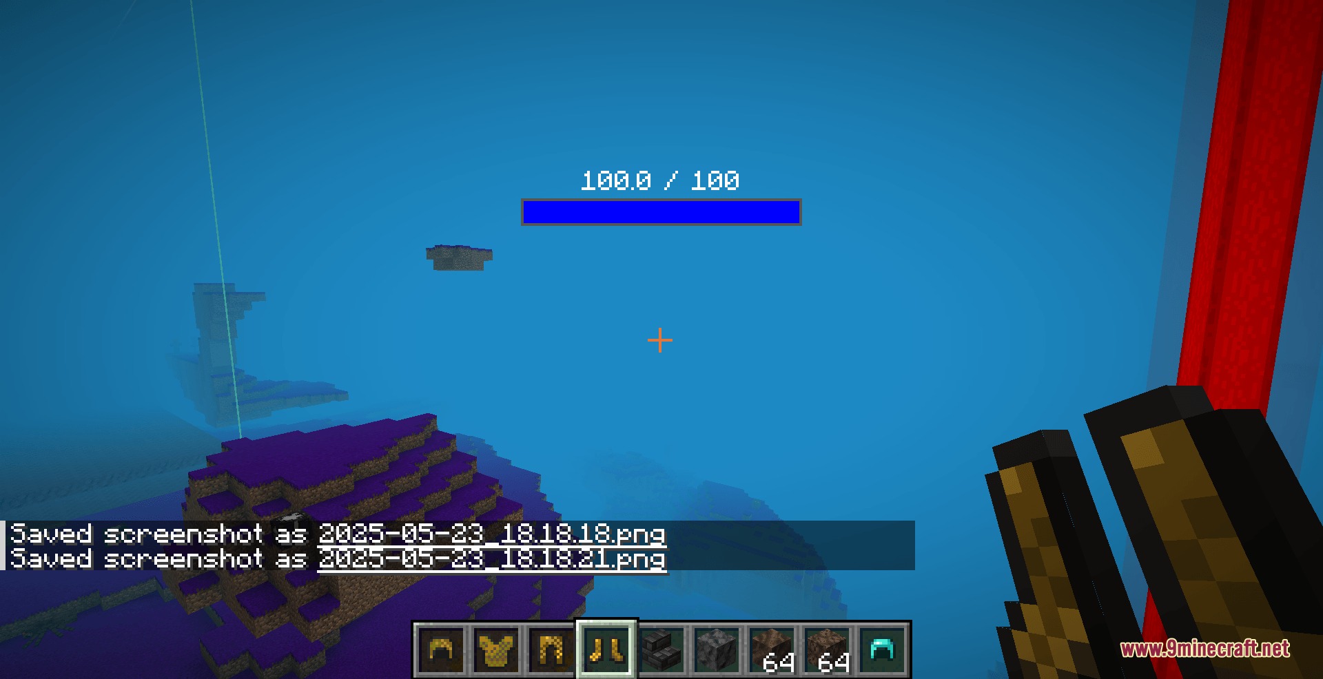Eastern Horizon Expansion Mod Screenshot 3 Player looking at floating islands in a mysterious blue foggy dimension