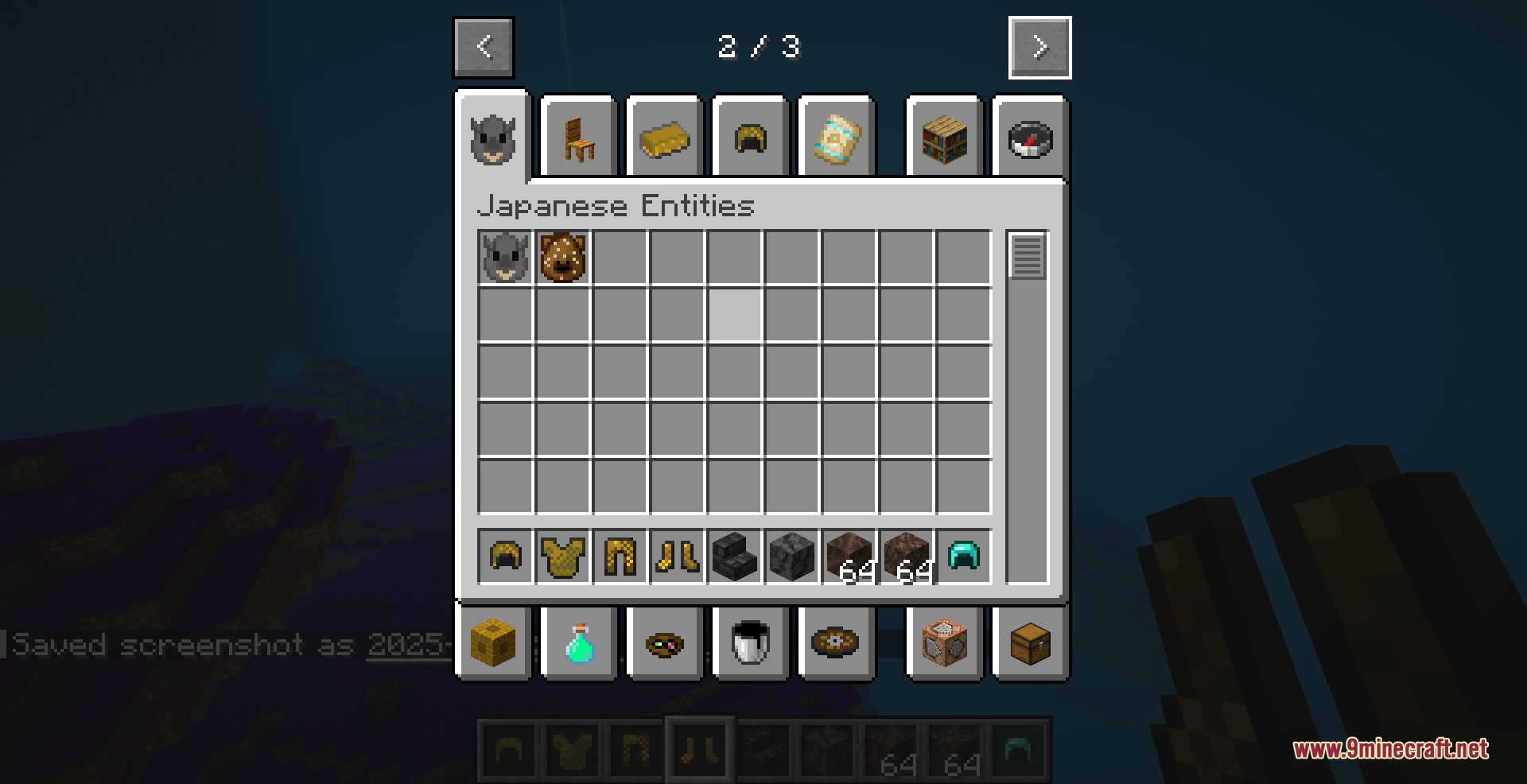 Eastern Horizon Expansion Mod Screenshot 4 Creative inventory showing the Japanese Entities tab with unique custom spawn eggs