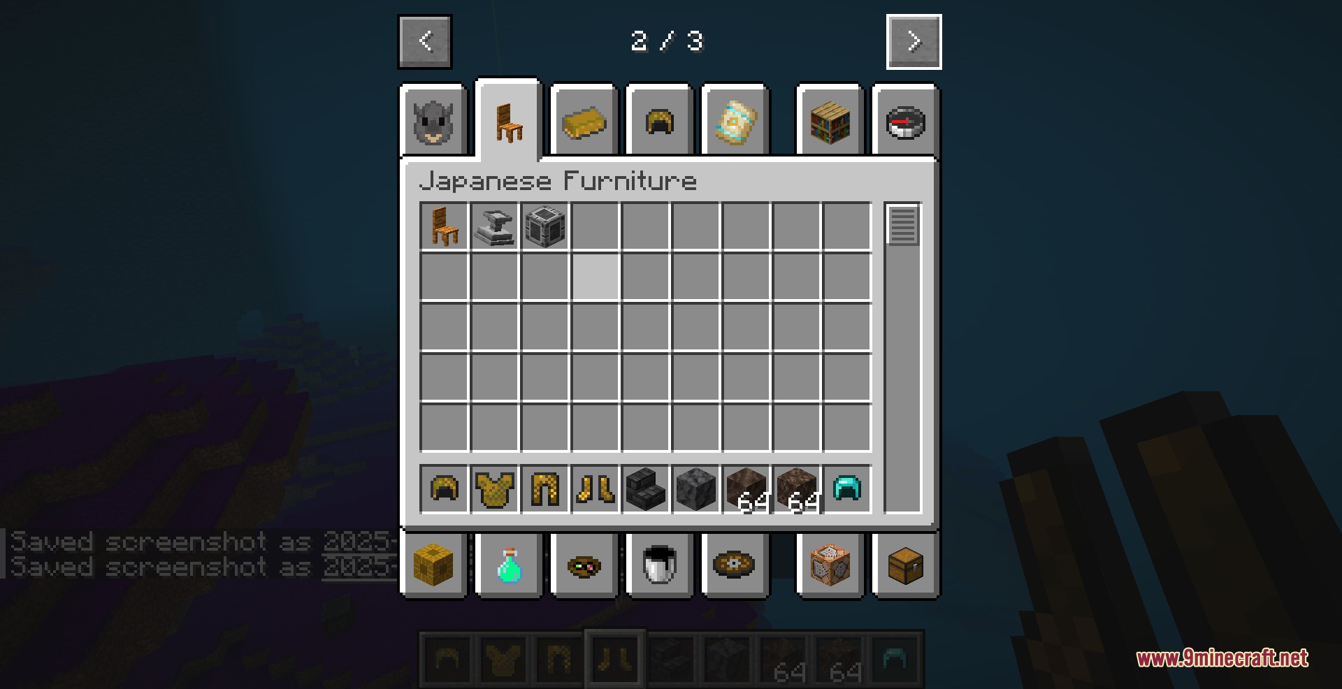 Eastern Horizon Expansion Mod Screenshot 5 Creative inventory showing Japanese Furniture tab from the Eastern Horizon Expansion mod