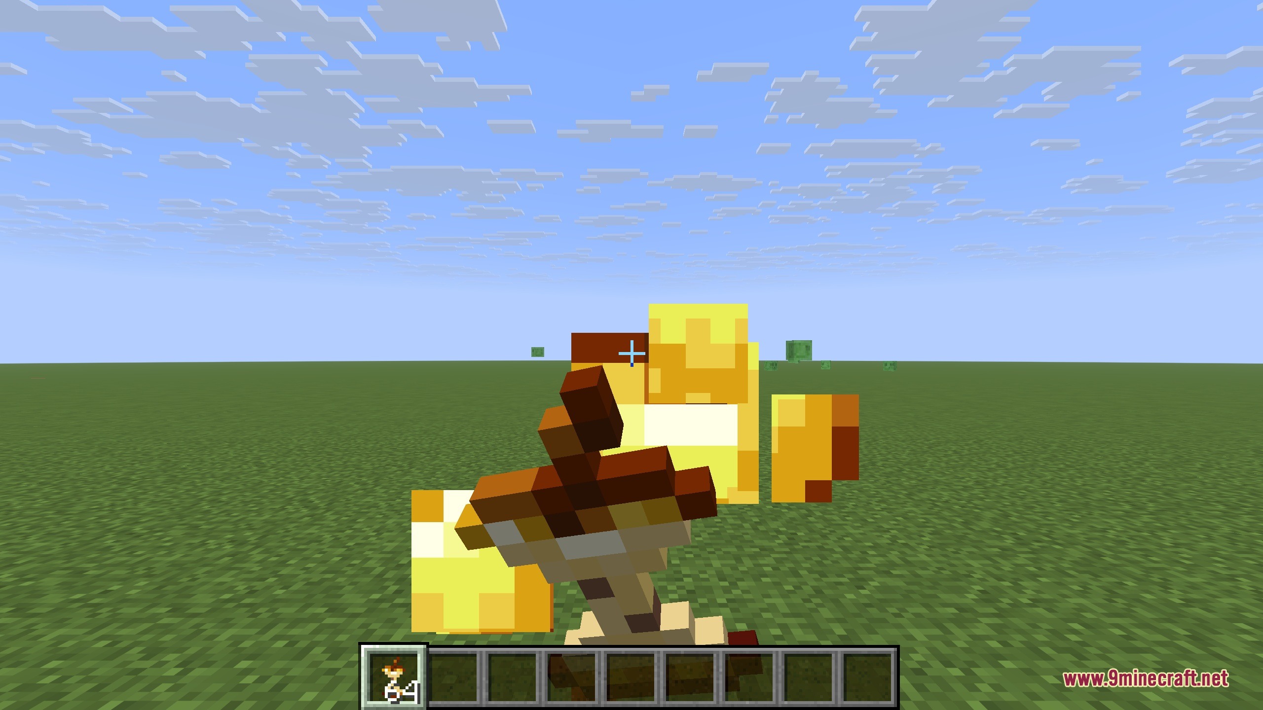 First person view of a player eating a bitten cooked chicken item