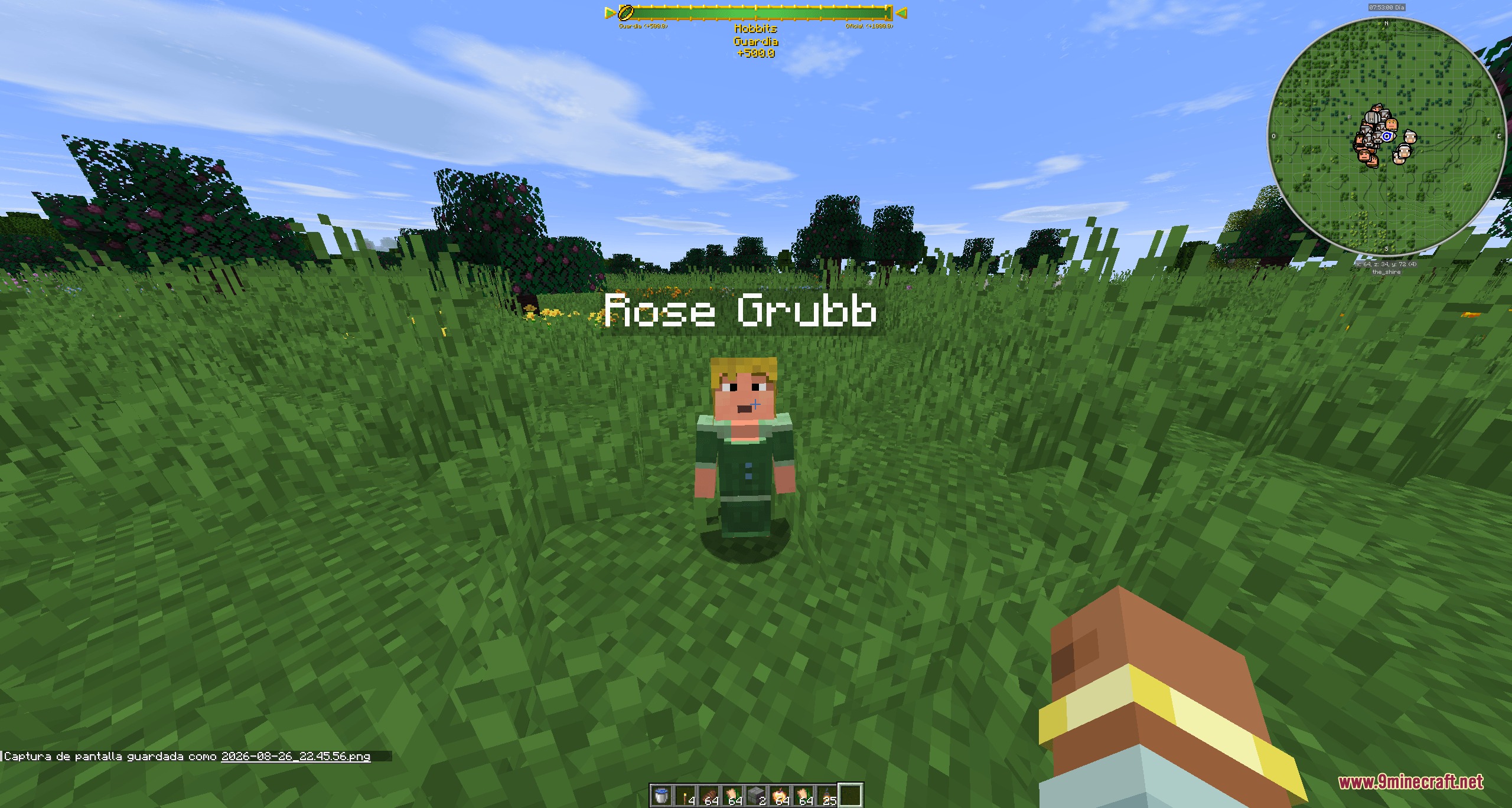 Player approaches a Hobbit NPC named Rose Grubb in nature
