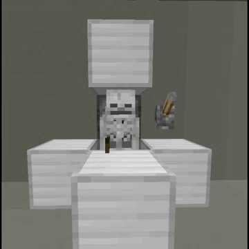 Emotion Mask Addon Screenshot 4 A skeleton wearing a face mask inside a white block display booth