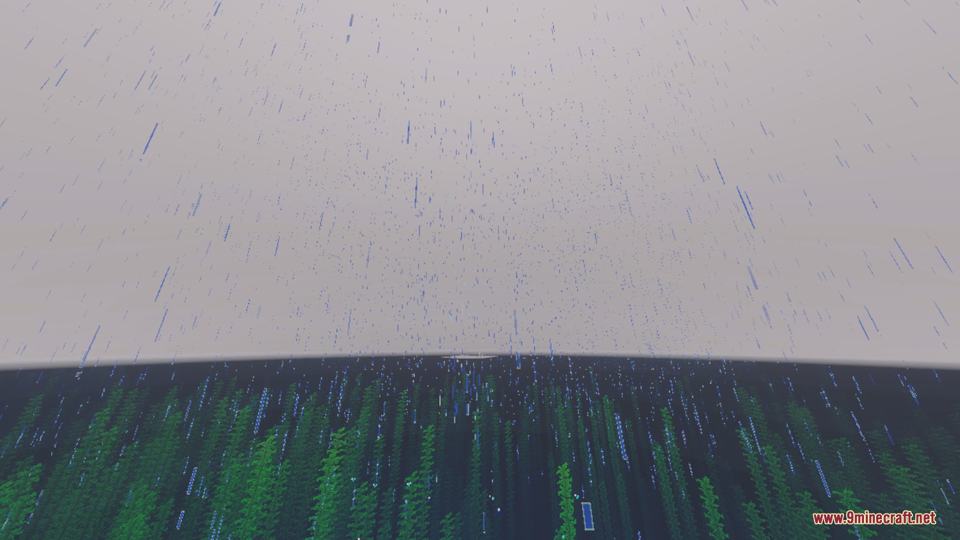 Enchanted Outline Shader Screenshot 10 Rain falling on the ocean surface viewed from deep underwater with kelp