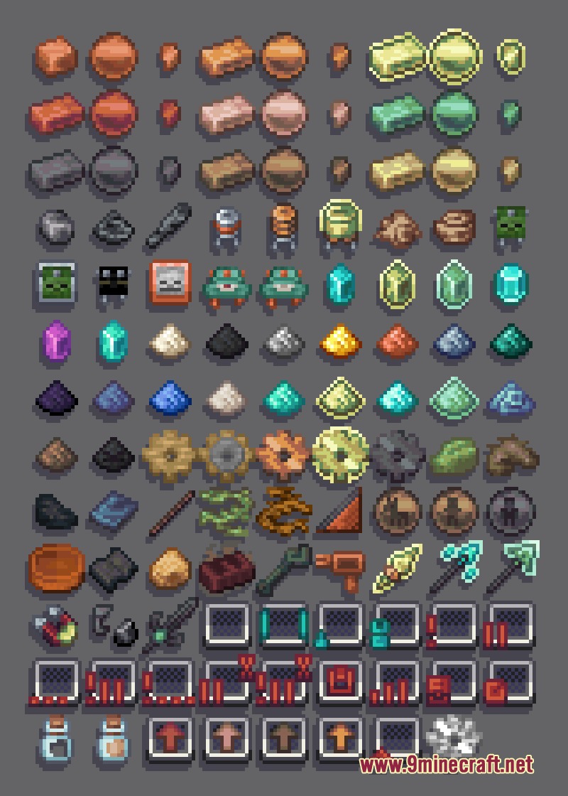 Ender IO Into the Void Resource Pack Screenshot 6 Updated item sprites for the Ender IO mod featuring ingots gears and powders