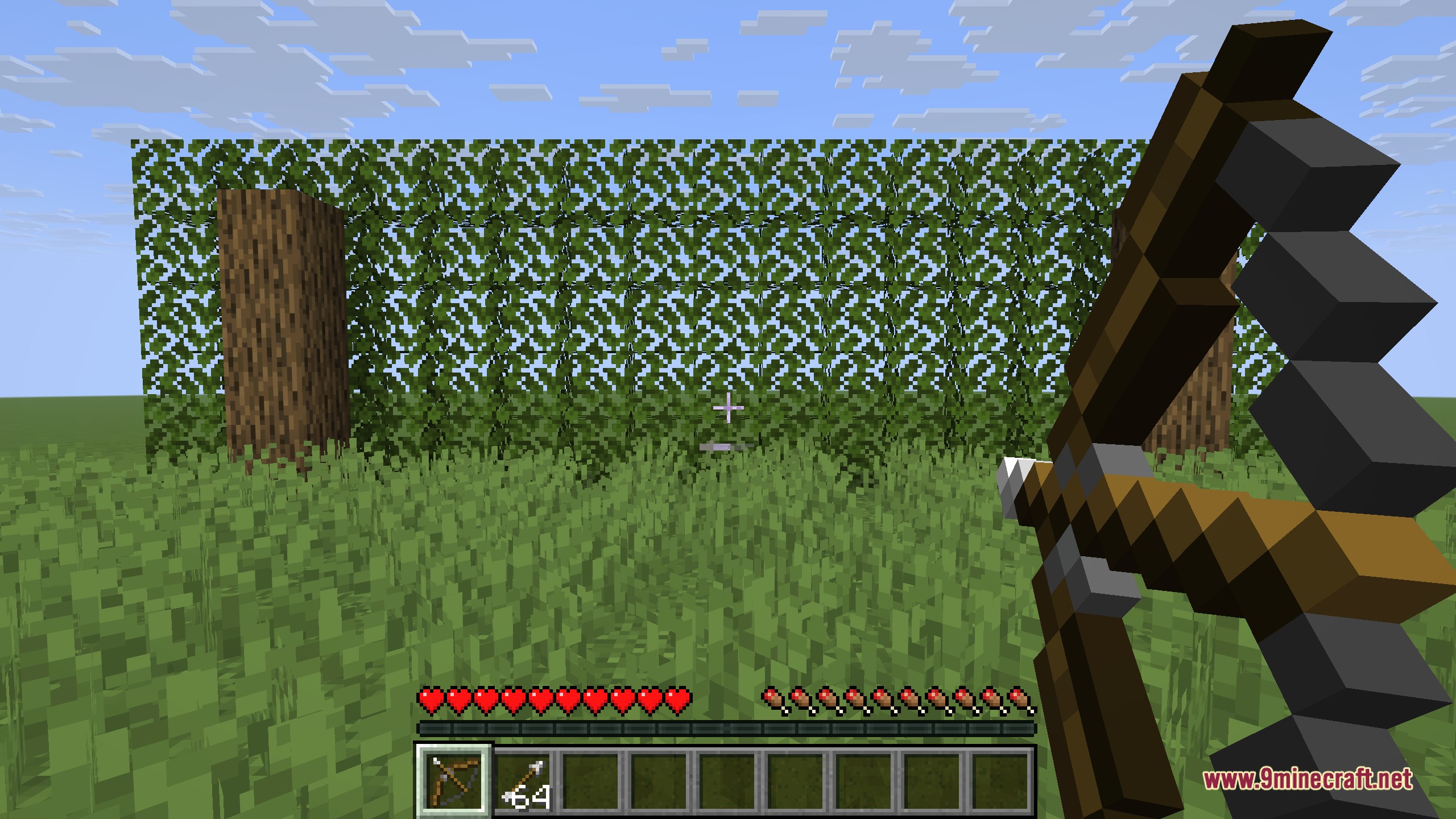 Player drawing a bow with a progress indicator bar below the crosshair