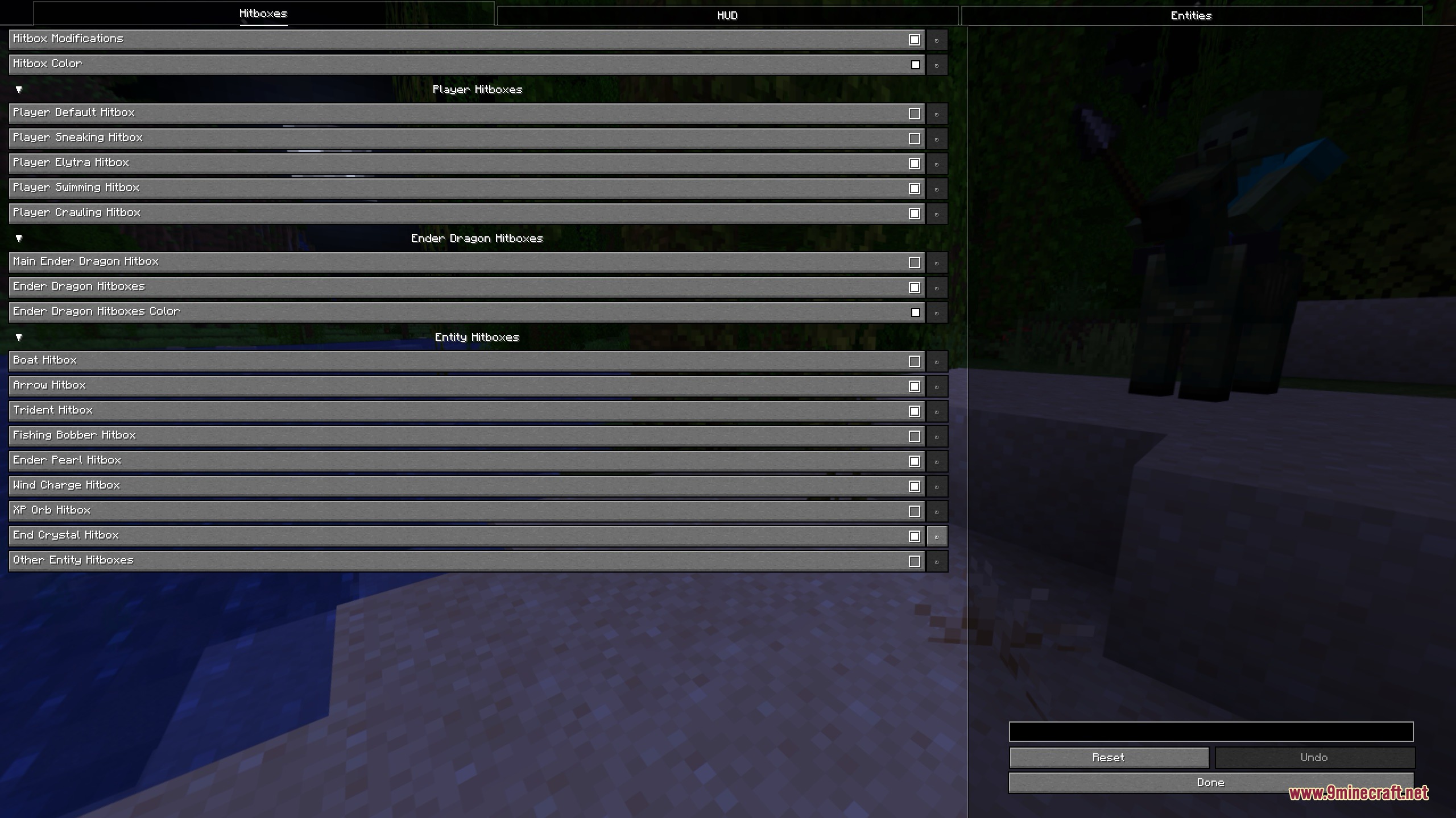 Enhanced Overlay Mod Screenshot 1 Enhanced Overlay Mod menu for configuring hitbox settings for various game entities