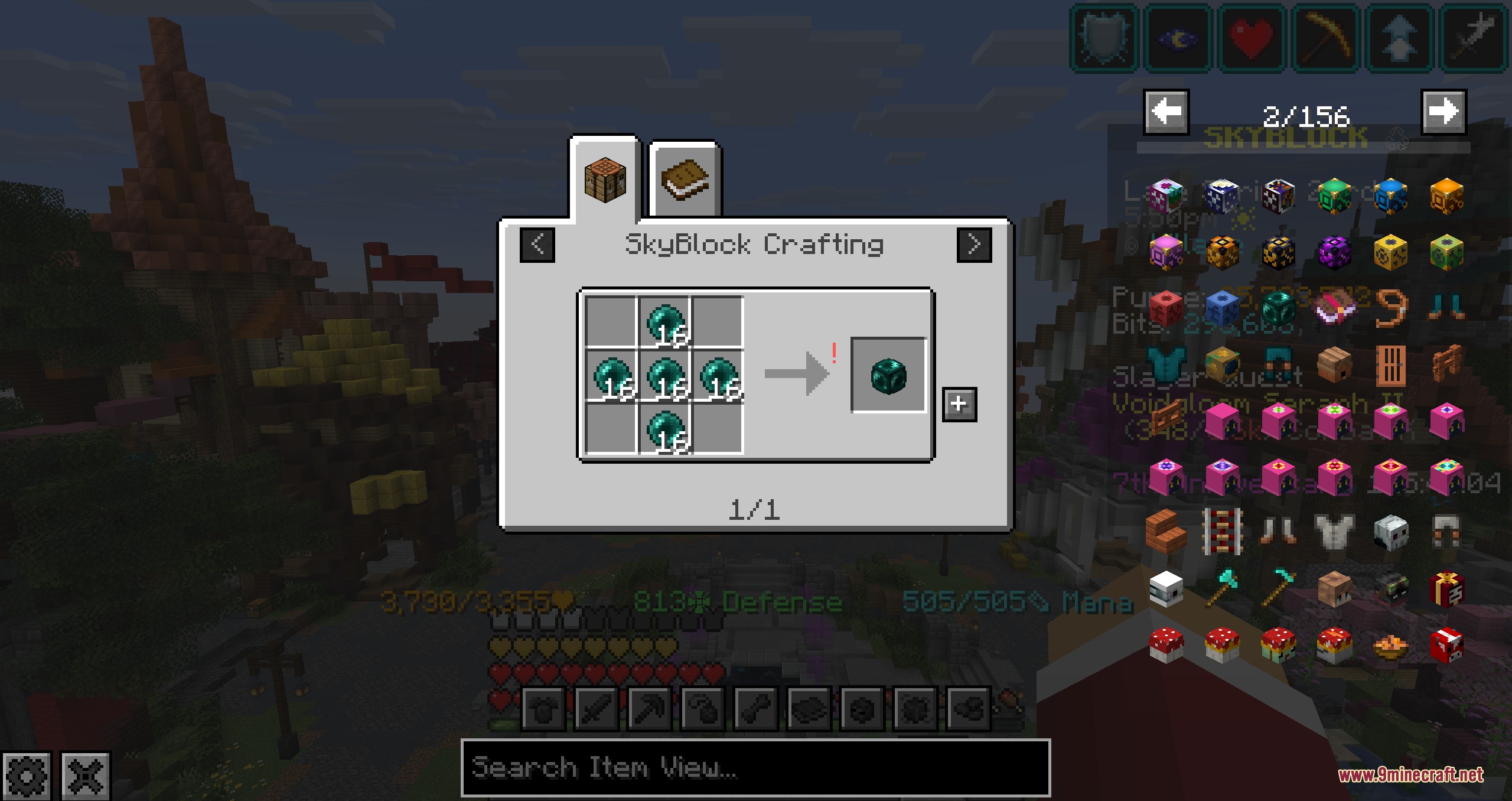 Enhanced Sky Recipes Mod Screenshot 1 A crafting interface showing the recipe for an enchanted ender pearl item
