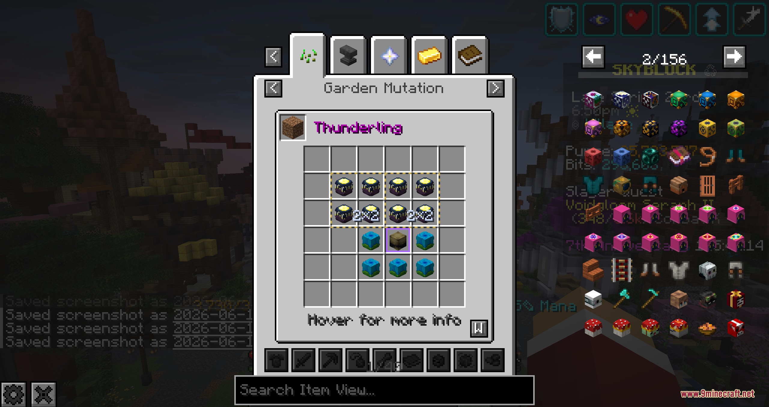 Enhanced Sky Recipes Mod Screenshot 7 Minecraft interface showing a garden mutation recipe for the thunderling item