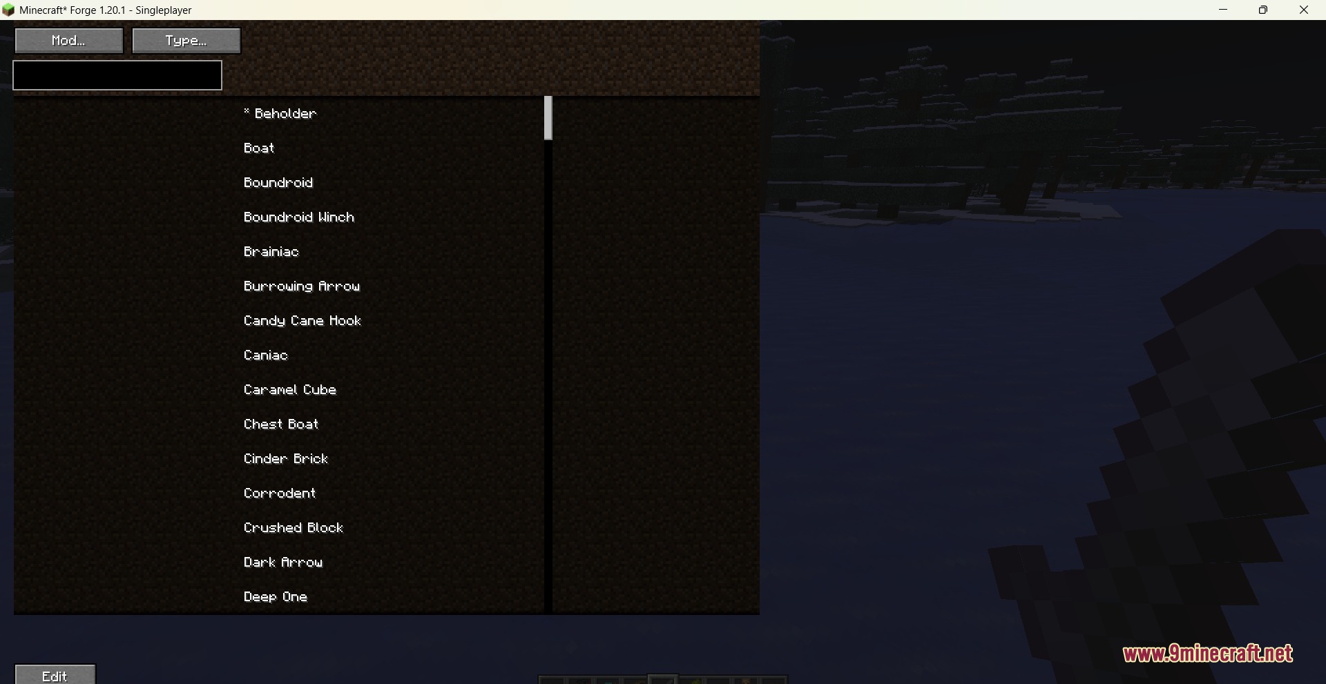 The Entity Canvas Editor menu displays a list of various game entities