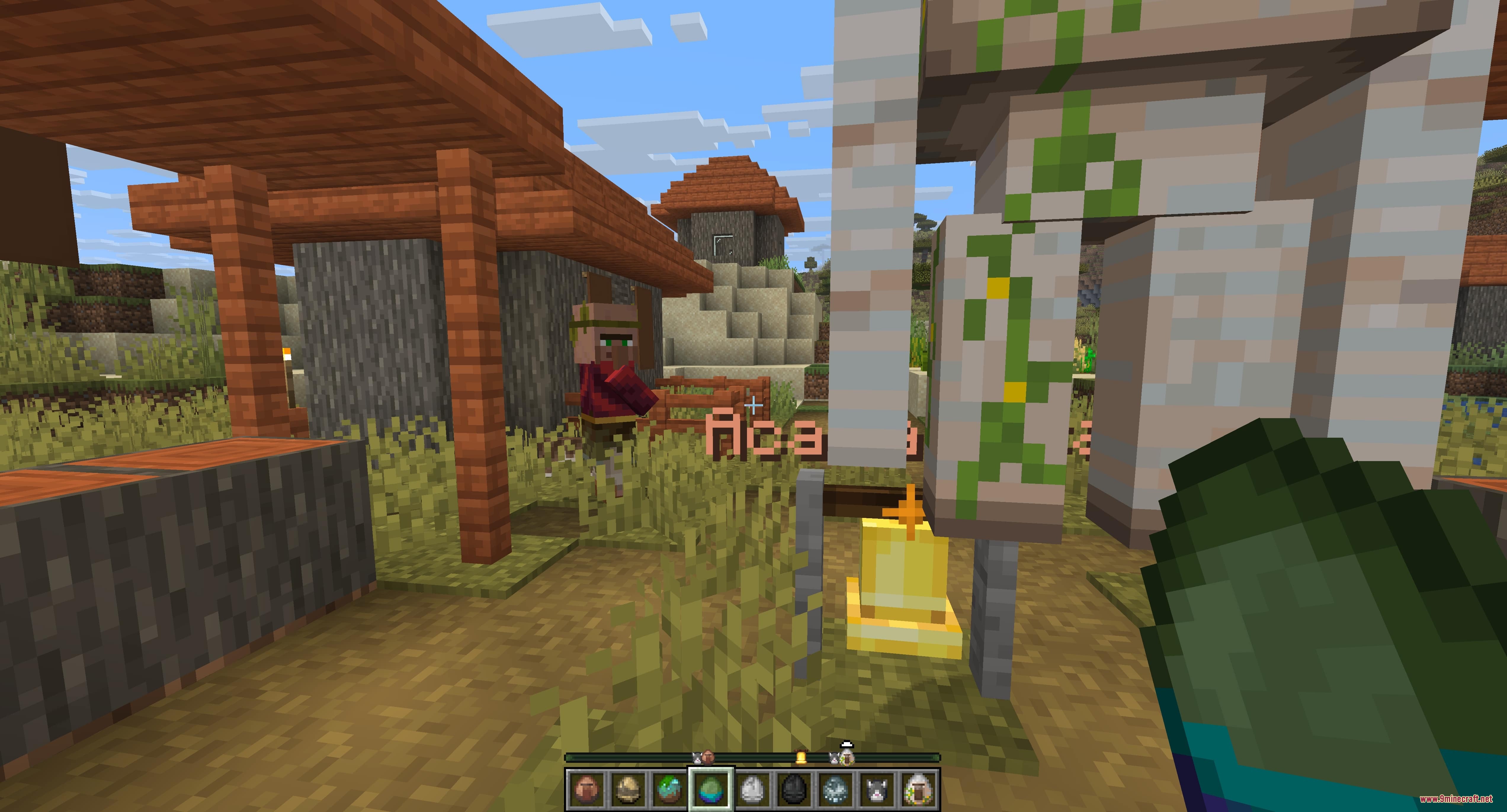 Entity Matrix Architect Mod Screenshot 2 A player stands near an iron golem and a villager in Minecraft