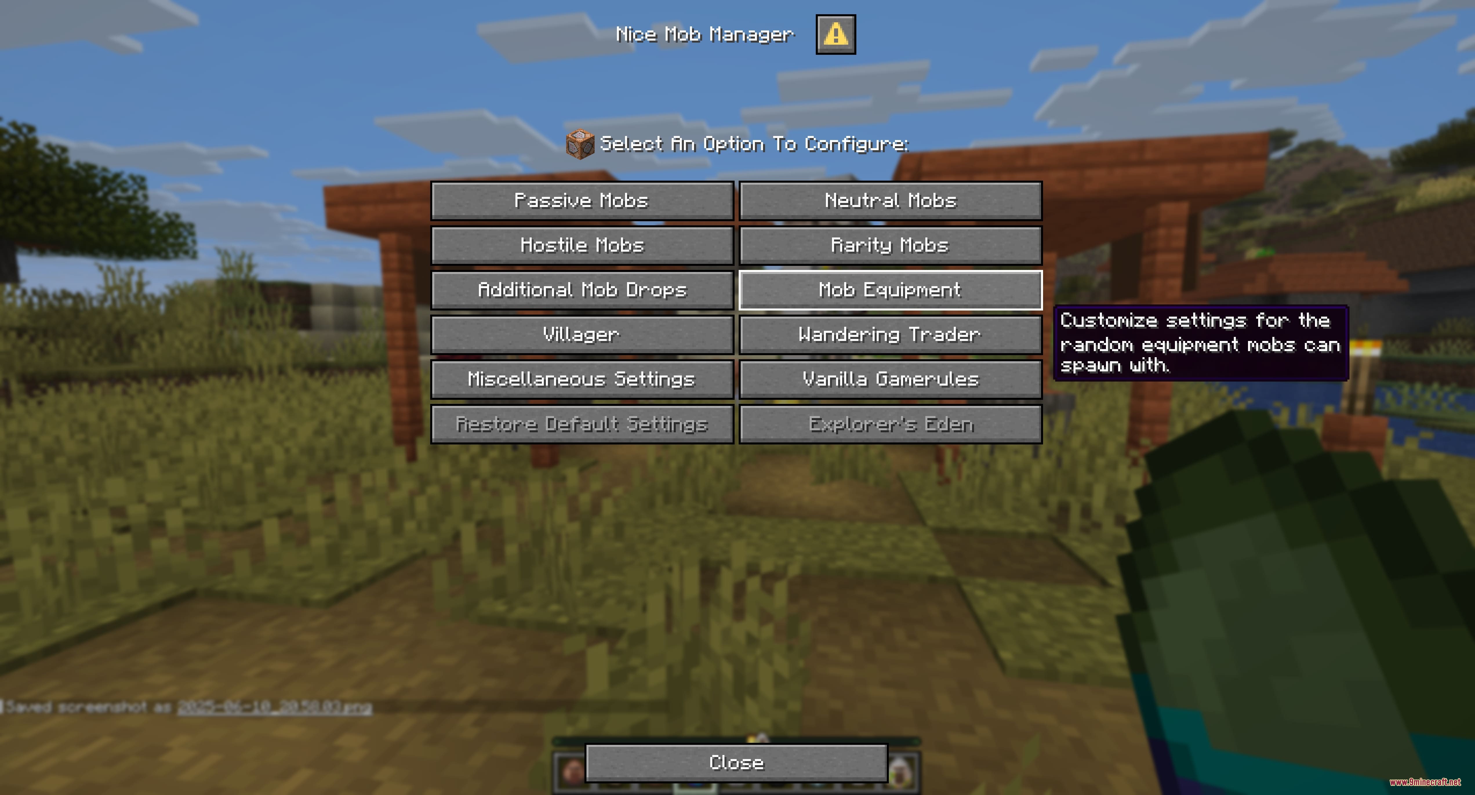 Entity Matrix Architect Mod Screenshot 3 Main menu of Entity Matrix Architect Mod for managing various mob categories