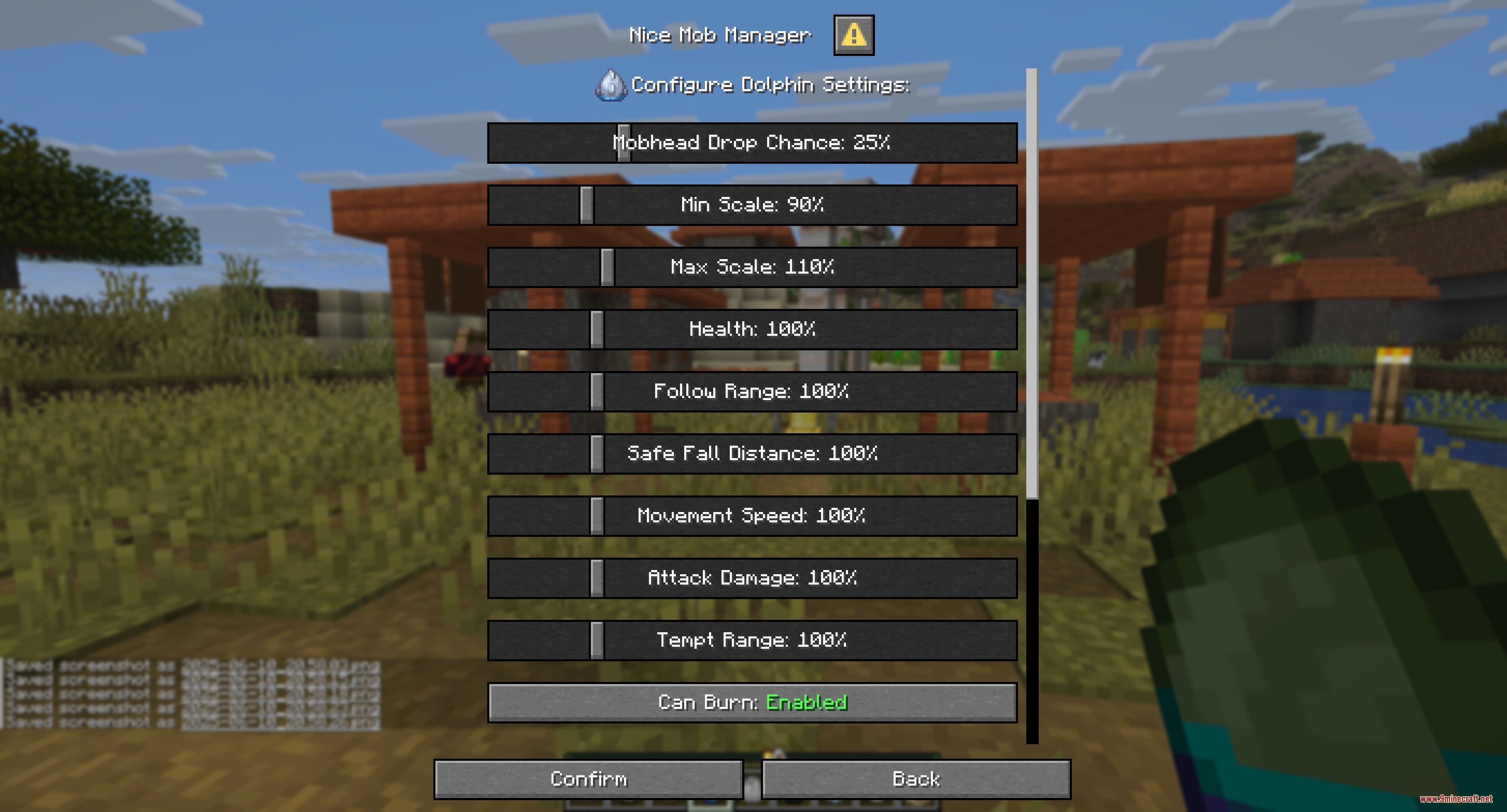 Entity Matrix Architect Mod Screenshot 7 Entity Matrix Architect Mod menu for adjusting dolphin health and drop chance