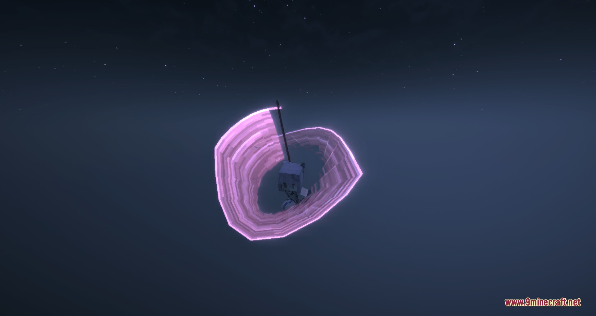 Glowing pink circular sword trail effect during a weapon swing animation