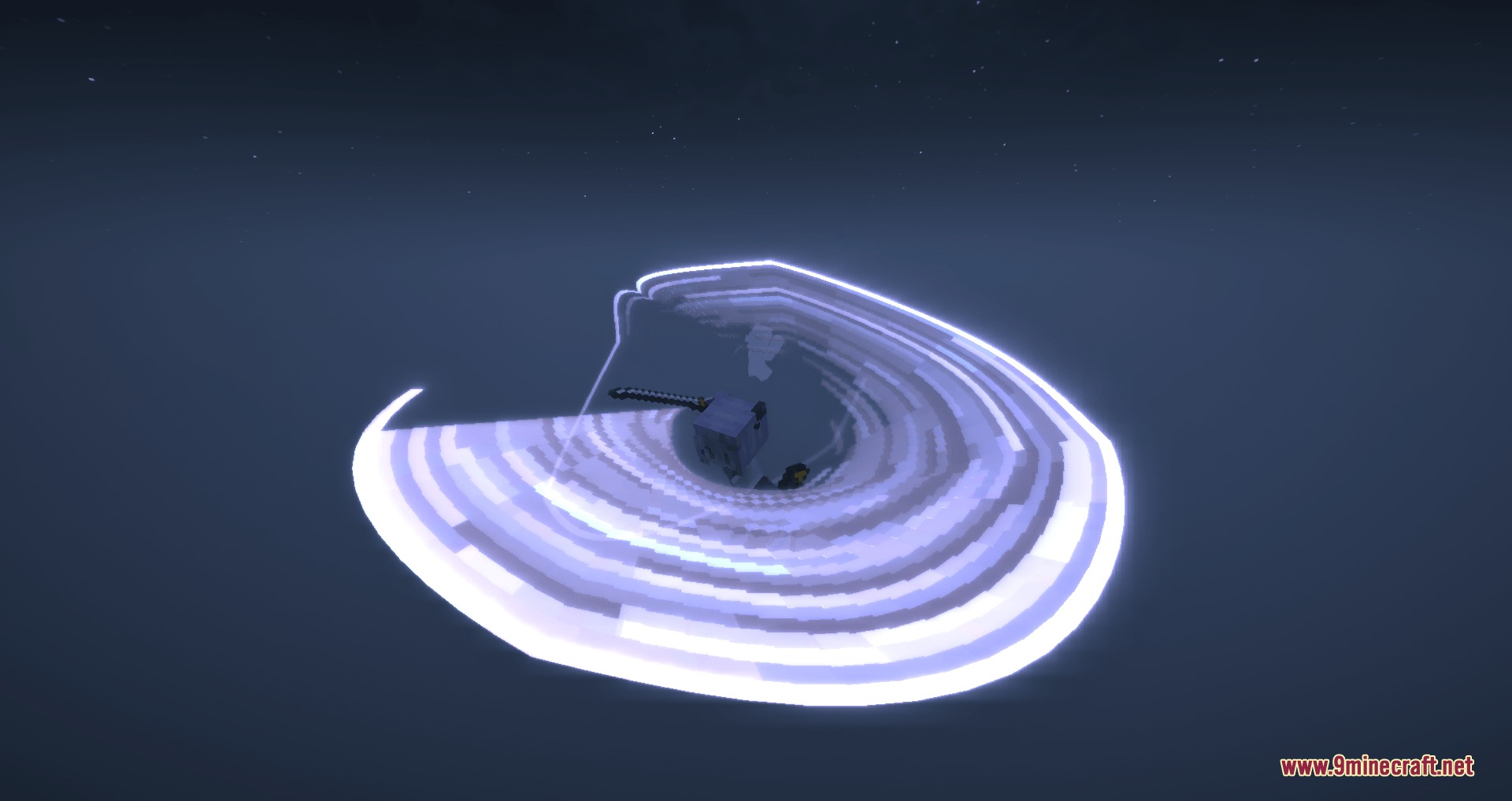 Bright white layered sword trail effect following a combat attack move