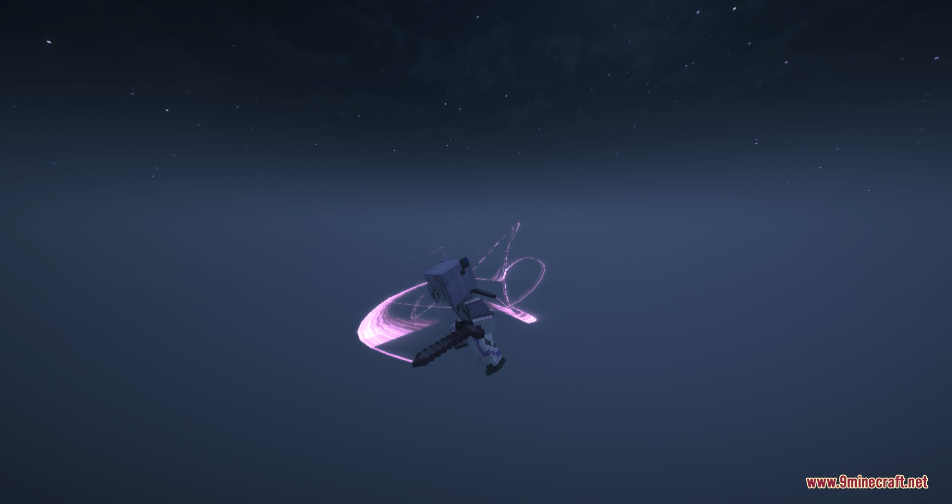 A character creates multiple glowing purple trails during a fast sword attack sequence