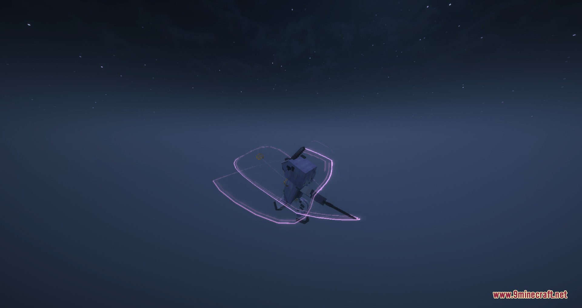Bright purple blade lights follow a weapon during a fast combat animation