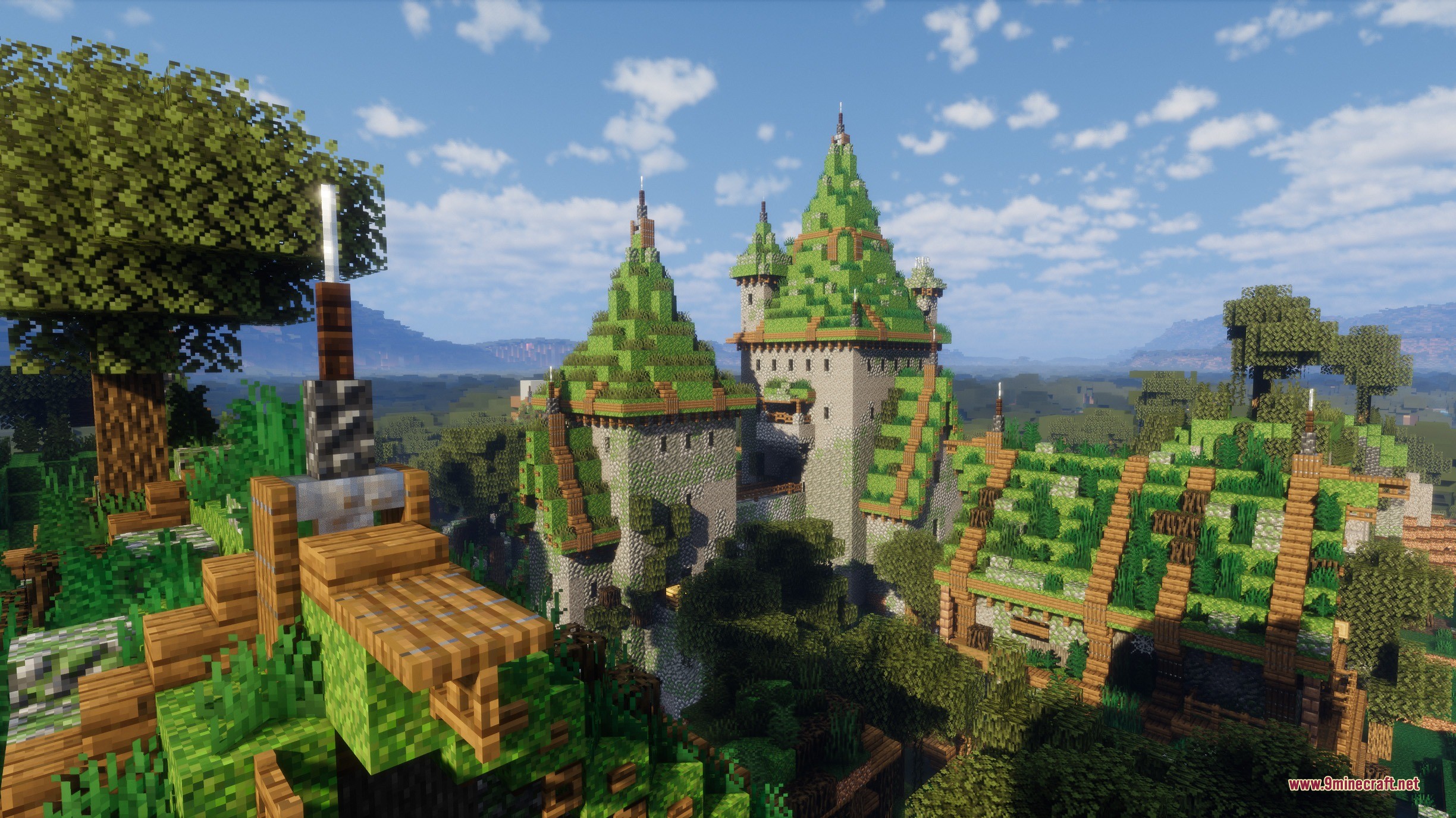 Epic Structures Witch Huts replaces small huts with these grand medieval stone castles