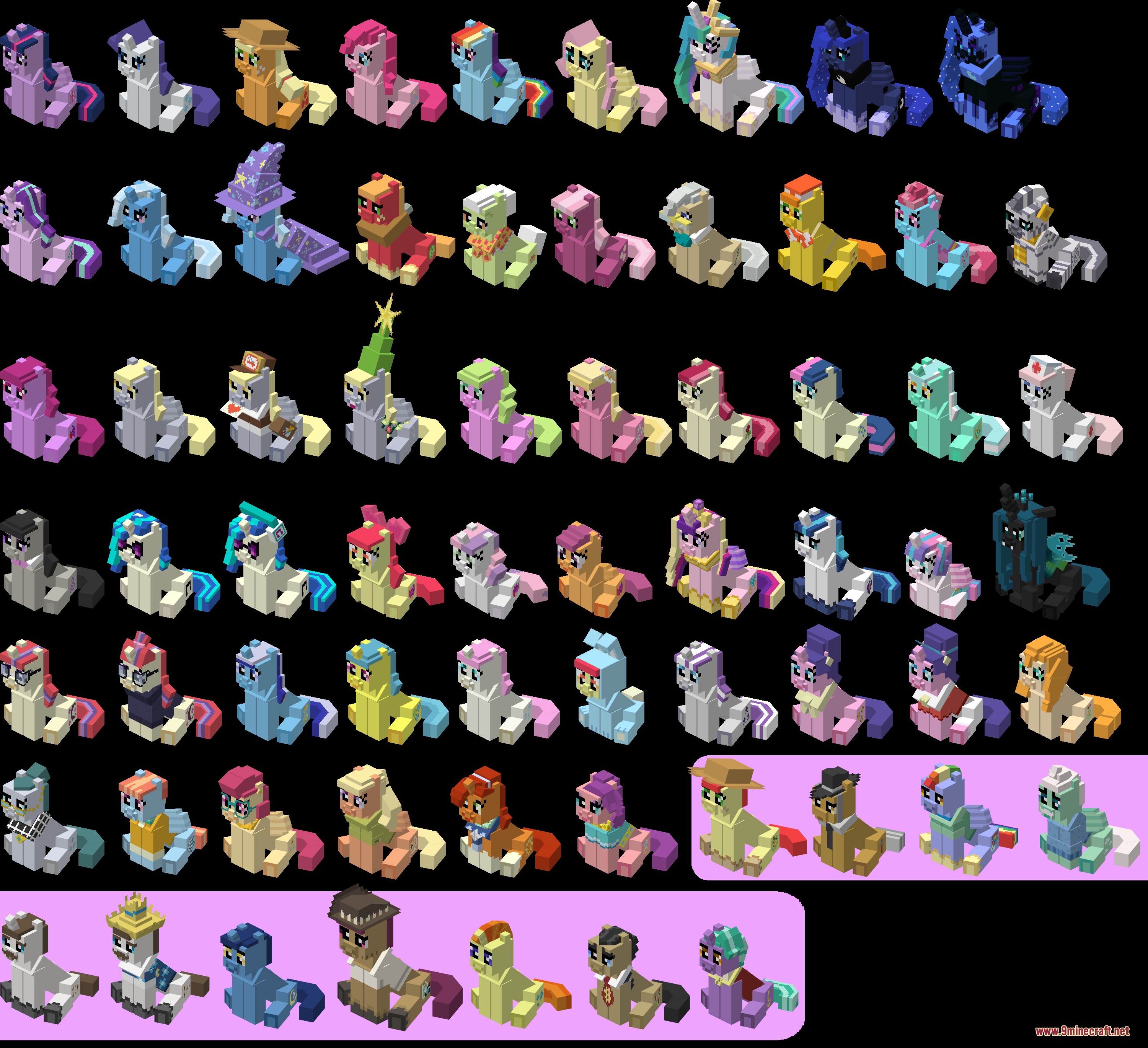 Equestrian Cuddle Crafts Mod Screenshot 6 A grid showcasing a wide variety of collectible pony plushie models