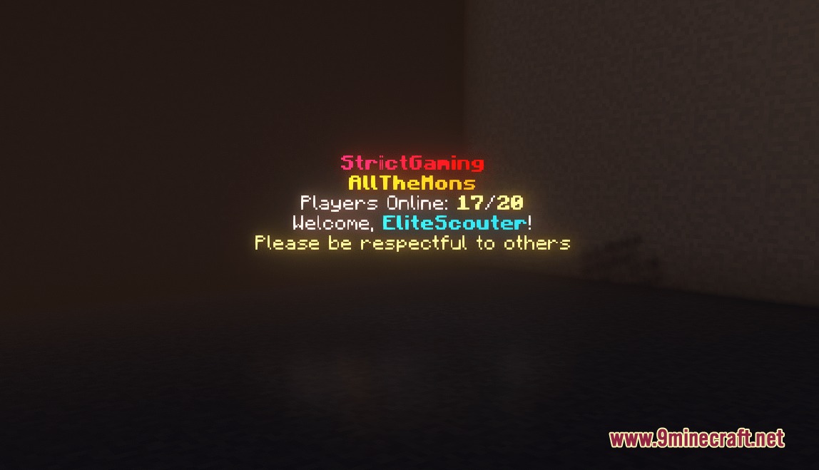 Etheric Script Arrays Mod Screenshot 3 Floating text hologram displaying server status and player welcome message in Minecraft