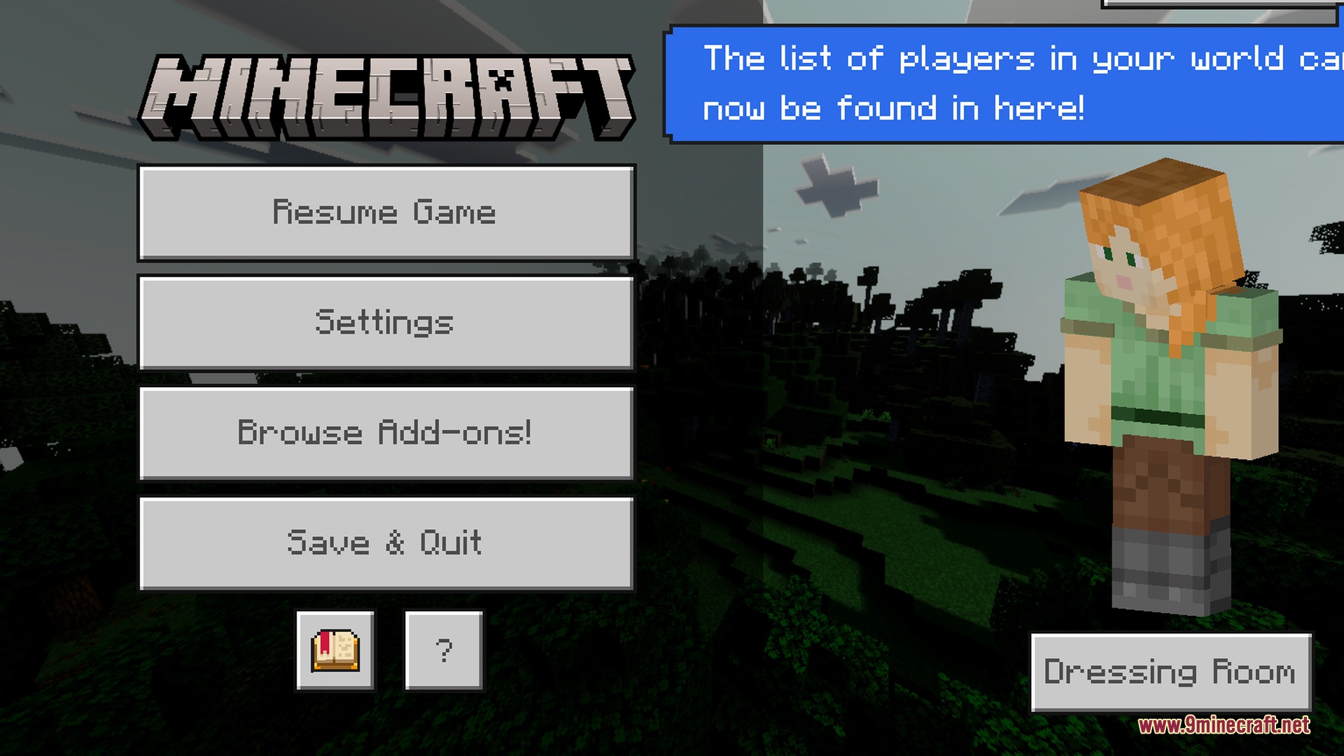 Eunoia Shader Screenshot 6 Minecraft pause menu screen showing game settings and character customization options