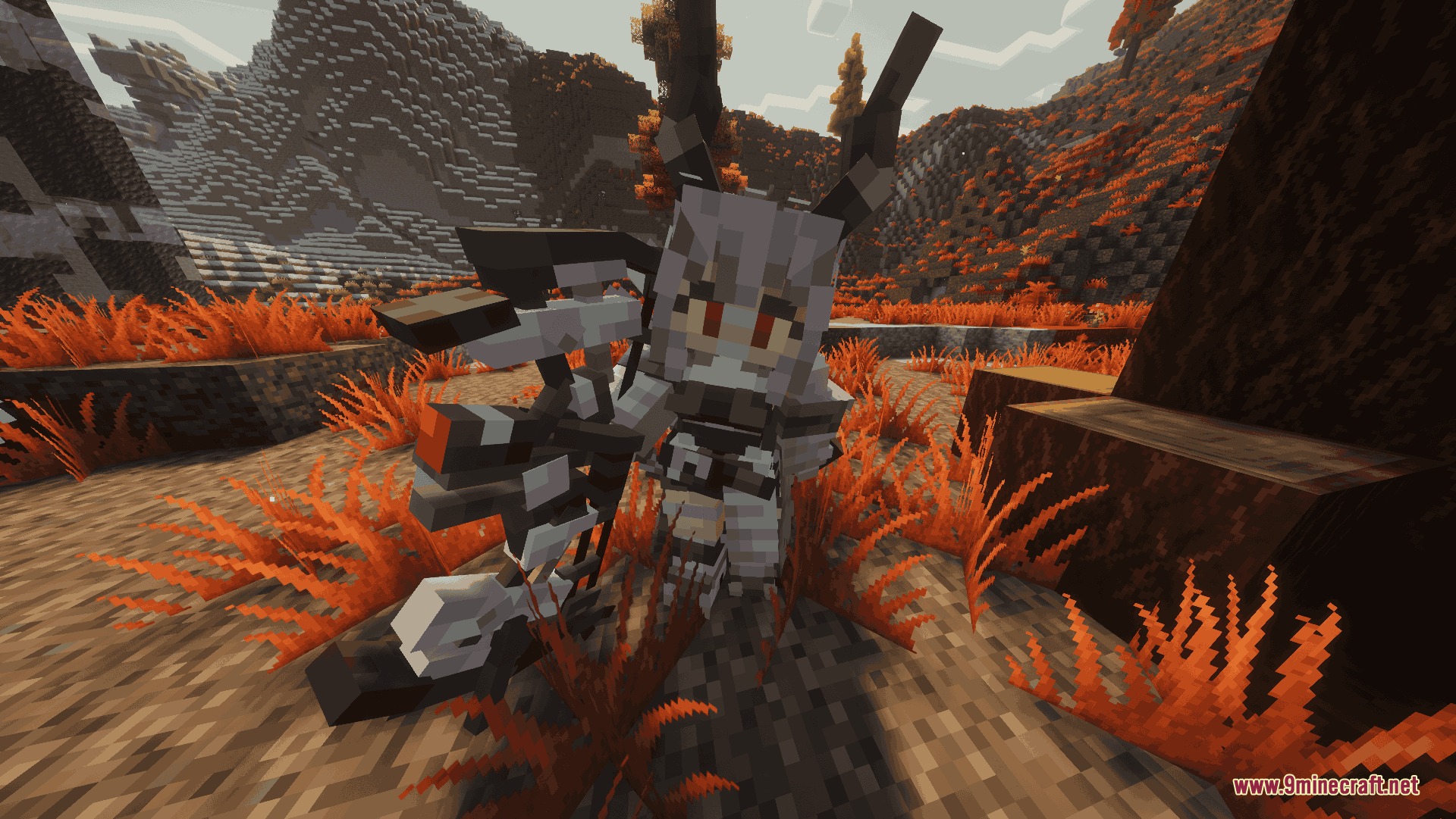 Evo Waifu Companions Mod Screenshot 4 Anime character Luna with white hair holds a large bow in the forest