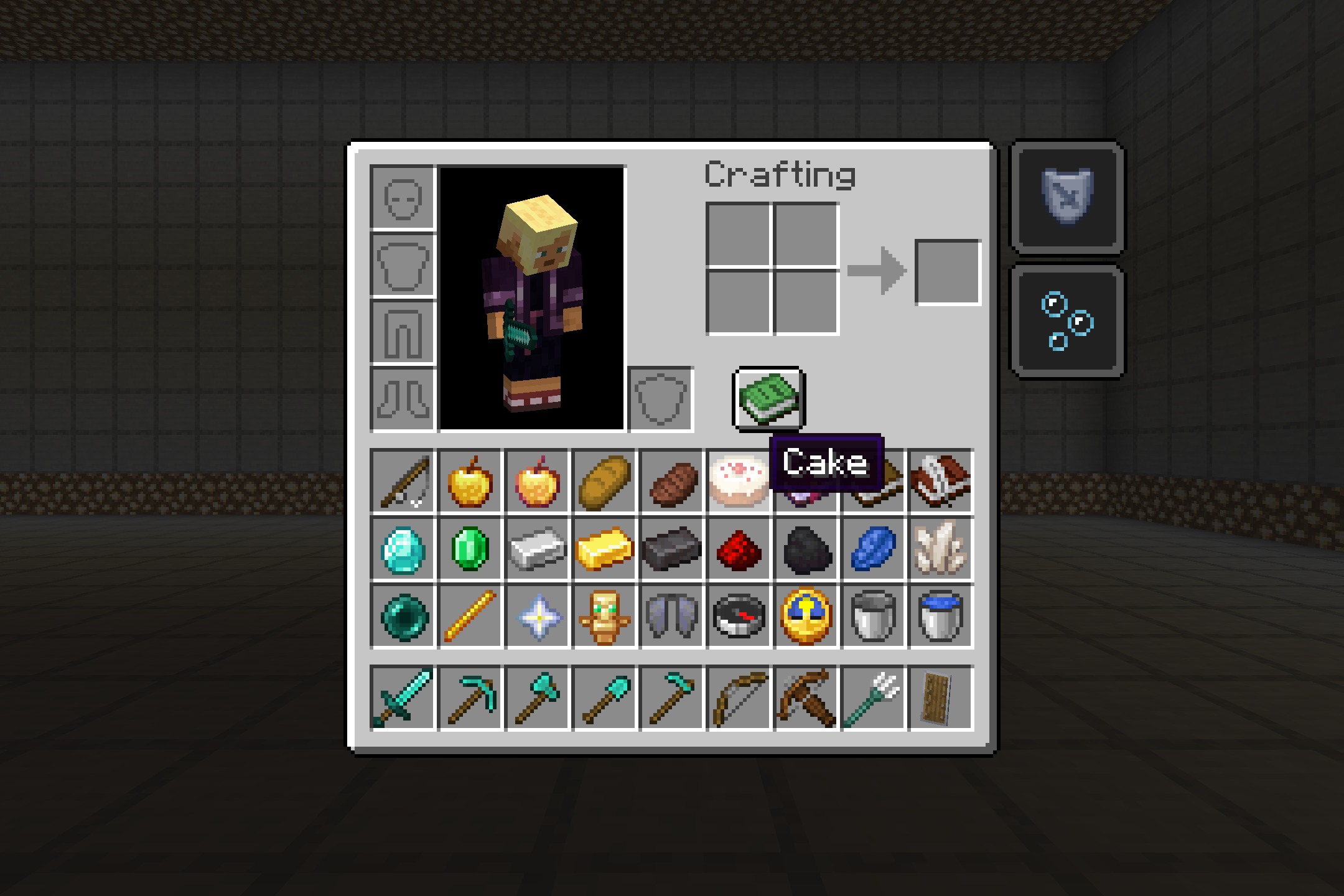 Evocraft Loading Screen Resource Pack Screenshot 3 Minecraft player inventory screen filled with various rare items and survival tools