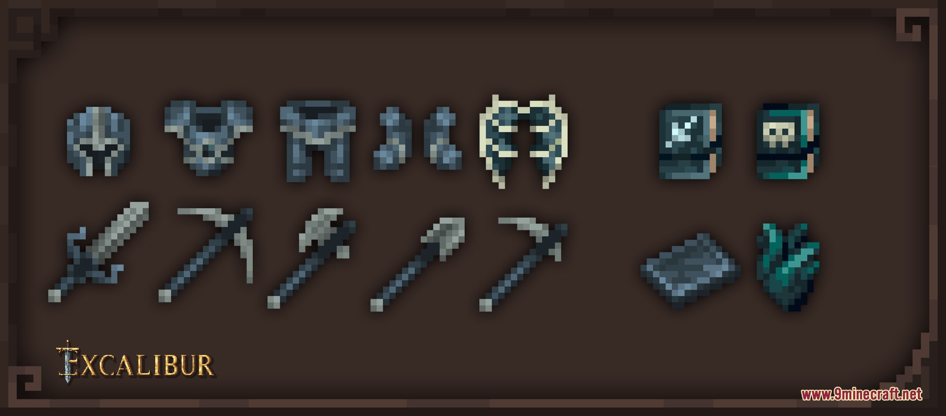 Excalibur Deeper and Darker Support Resource Pack Screenshot 6 Custom dark armor and tools from Excalibur Deeper and Darker Support Resource Pack