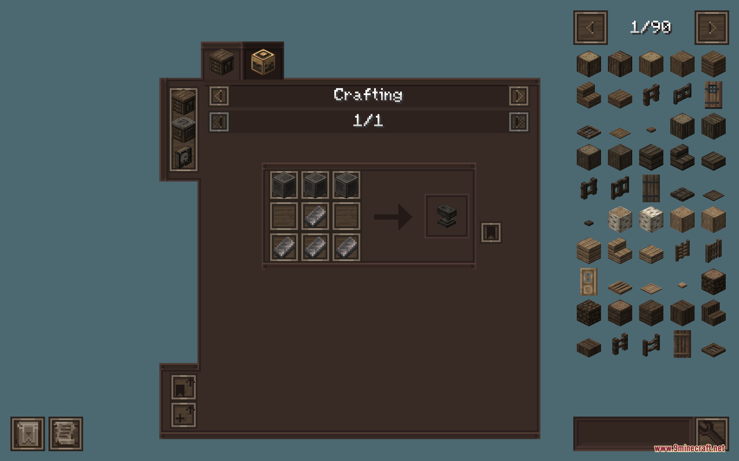 Excalibur Just Enough Items JEI Support by Ruseki_ Resource Pack Screenshot 2 Rustic crafting interface showing a recipe for a block in Minecraft