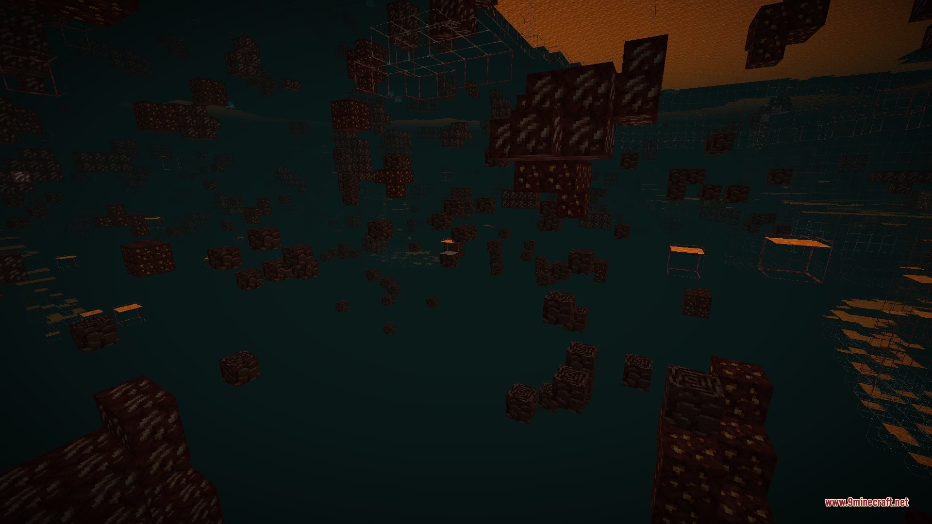Expanded Ancient Debris Veins Data Pack Screenshot 2 Multiple veins of Ancient Debris visible in the deep layers of the Nether