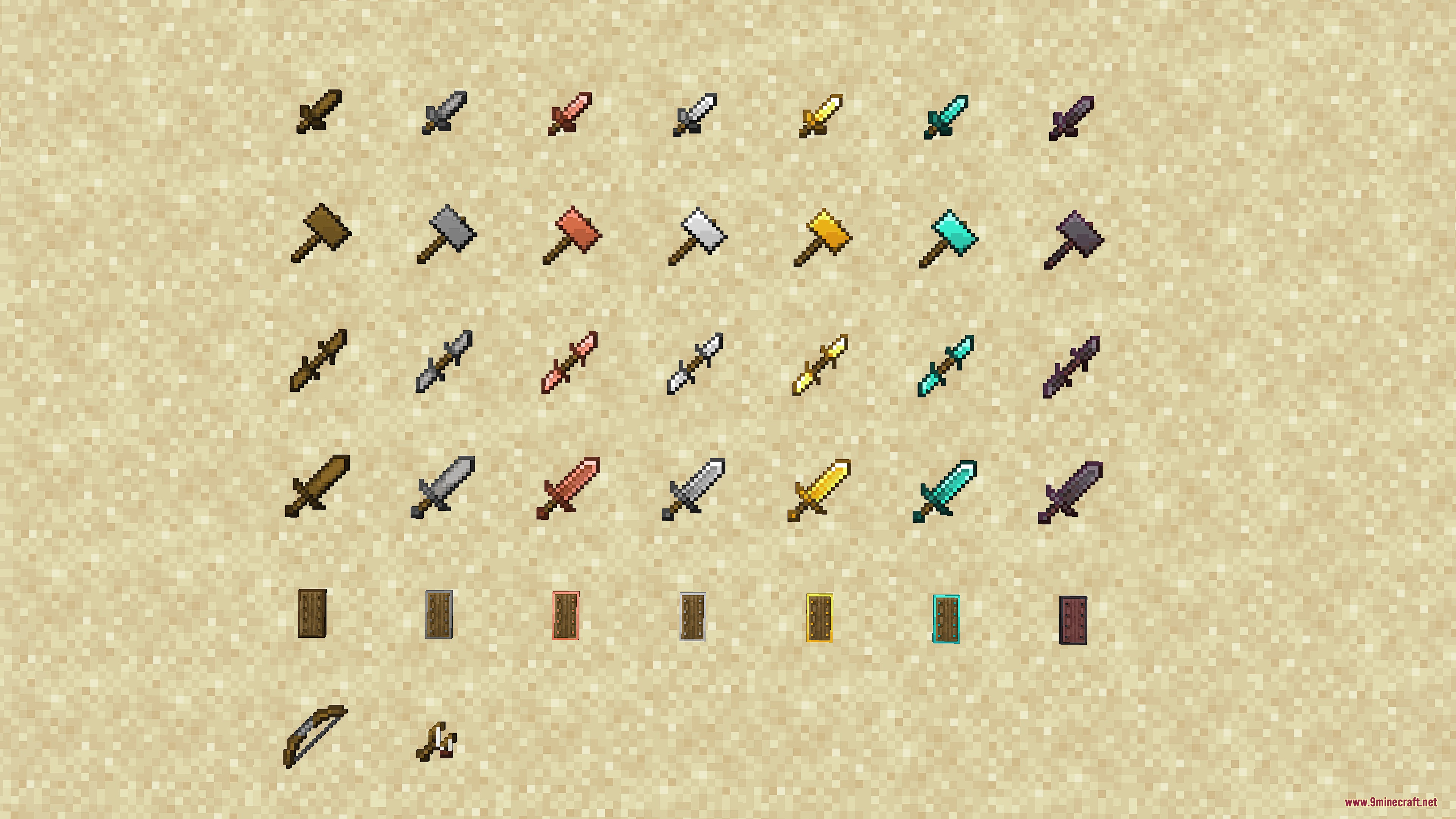 Expanded Weaponry Mod Screenshot 4 A collection of new weapons and shields crafted from various Minecraft materials