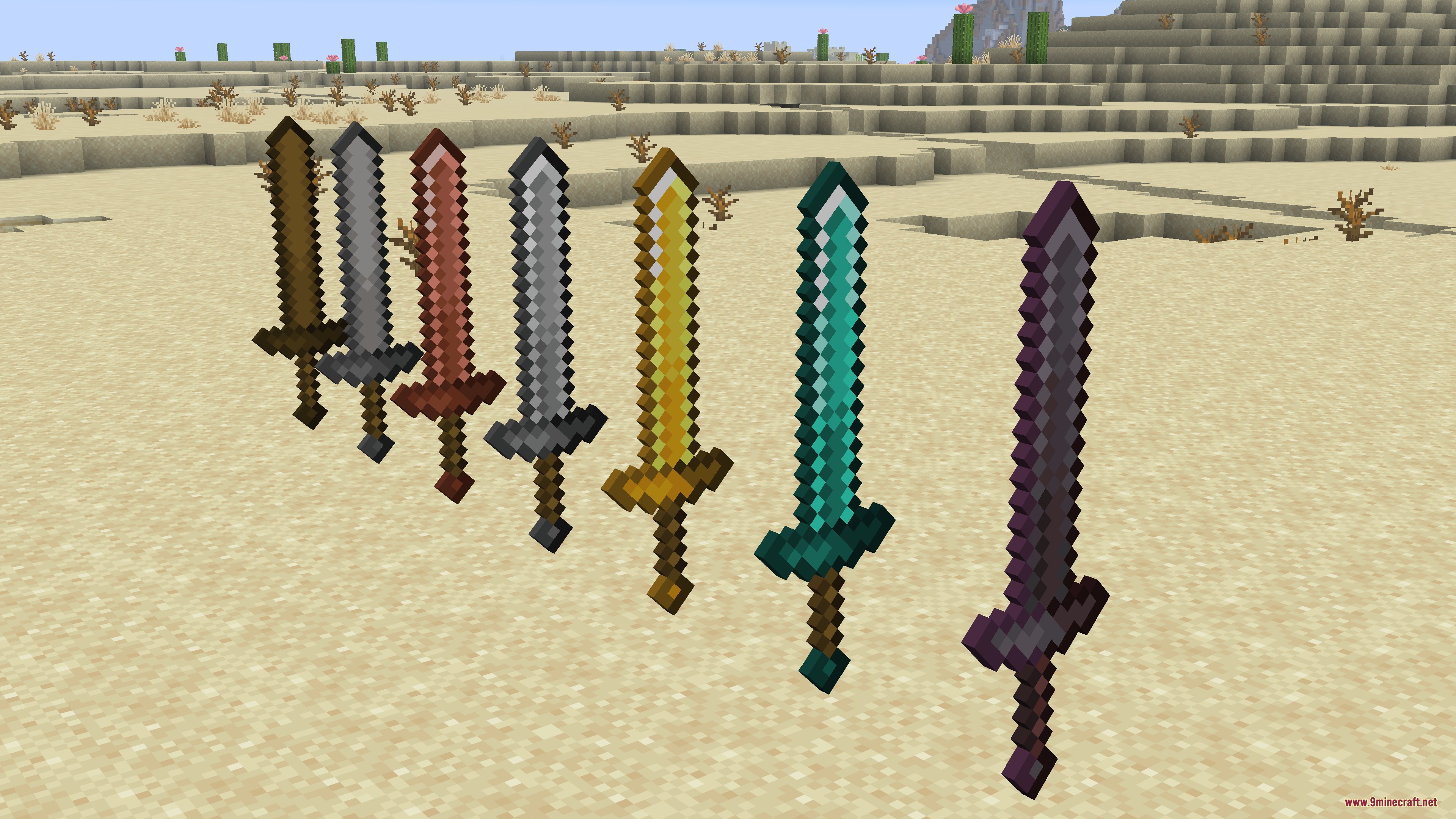 Expanded Weaponry Mod Screenshot 6 A collection of twin blade swords made from various materials in Minecraft