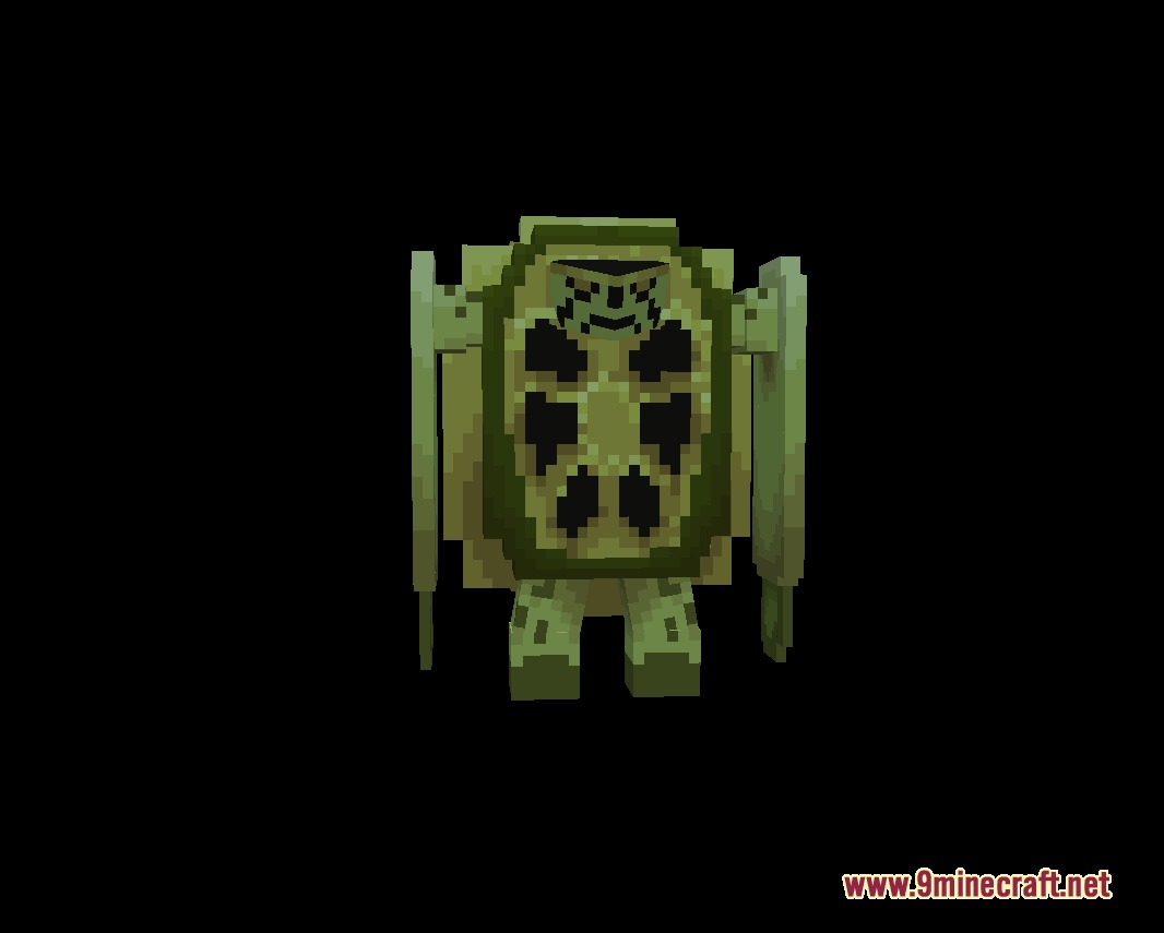 Extraterrestrial Genetic Surge Mod Screenshot 1 Green turtle like alien mob standing against a dark black background