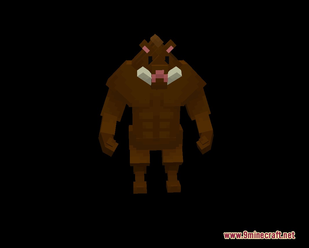 Extraterrestrial Genetic Surge Mod Screenshot 4 Muscular brown boar alien creature standing in a dark void