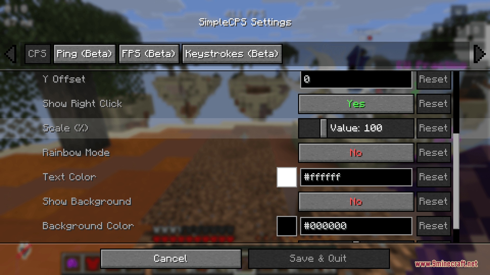 Eymistaken's HUD Mod Screenshot 8 Adjusting the clicks per second tracker options in the Minecraft settings screen