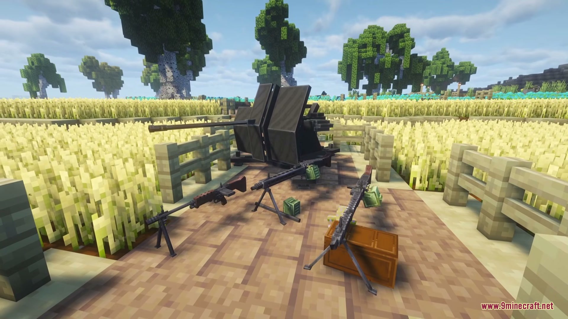 FMGII German Pack Mod Screenshot 1 Various German World War II weapons including machine guns and anti aircraft gun