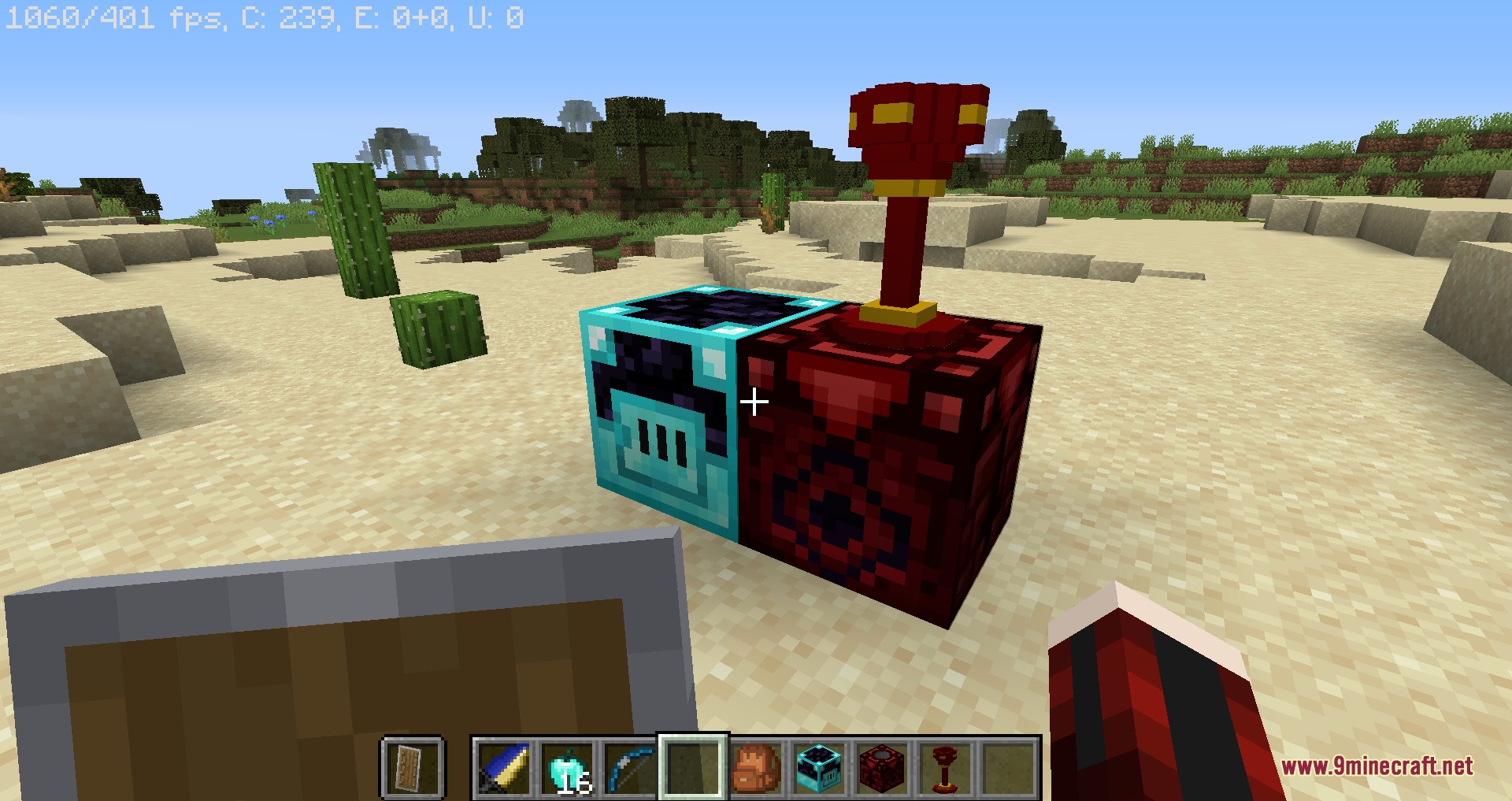 A player looks at a special furnace and orkus altar in the desert