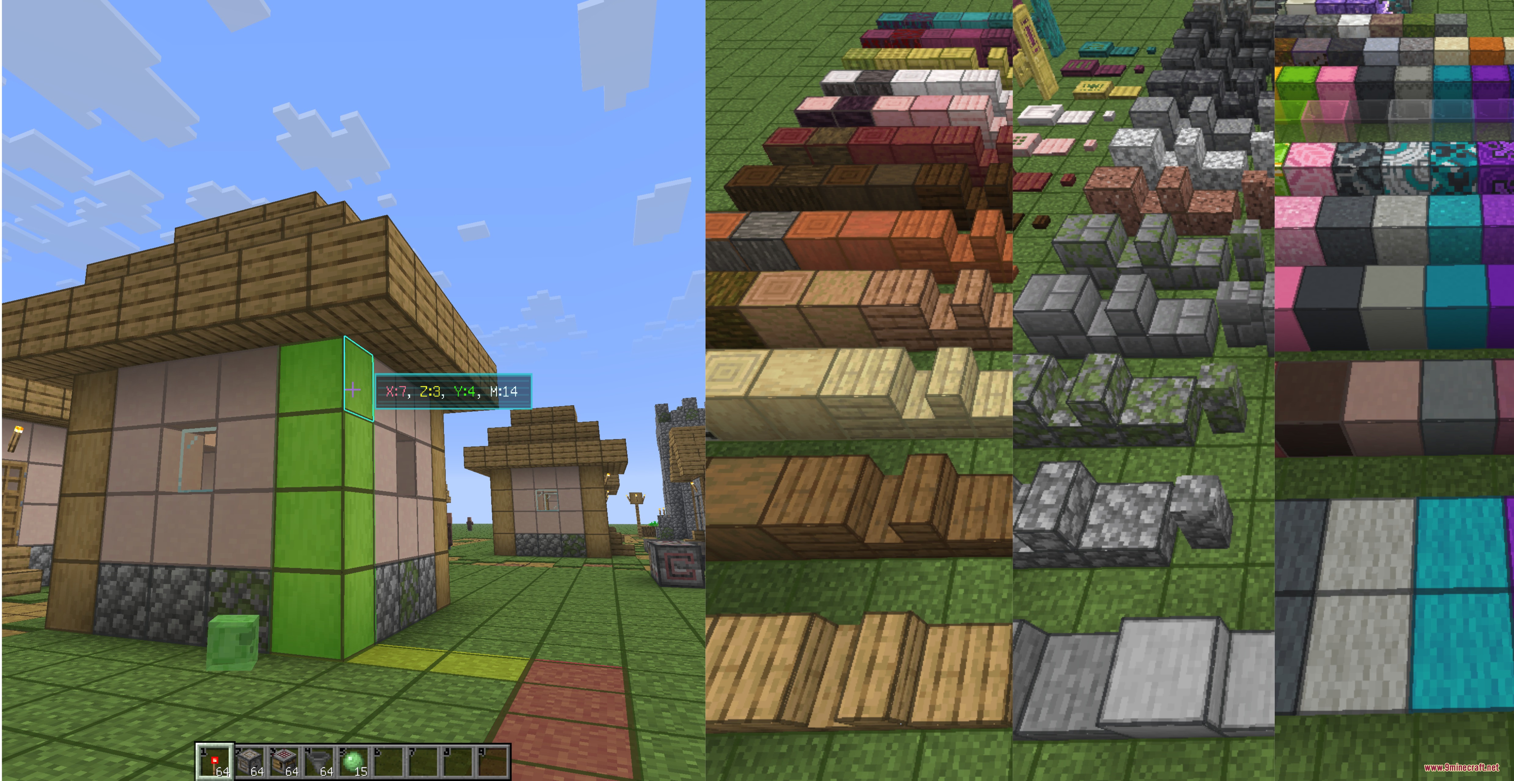 Facet Mod Screenshot 4 Player using Facet Mod to measure distances and view block outlines while building