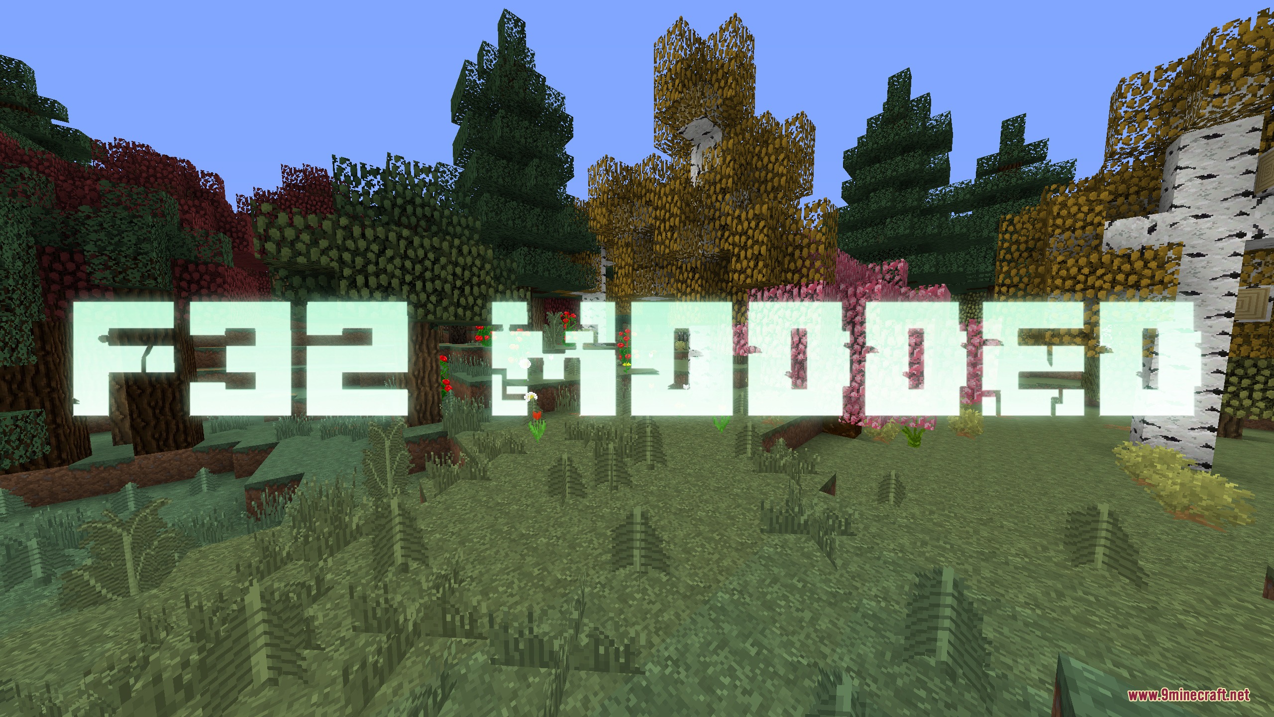 Faithful 32x Modded Resource Pack Screenshot 1 Faithful modded resource pack title screen over a dense forest landscape