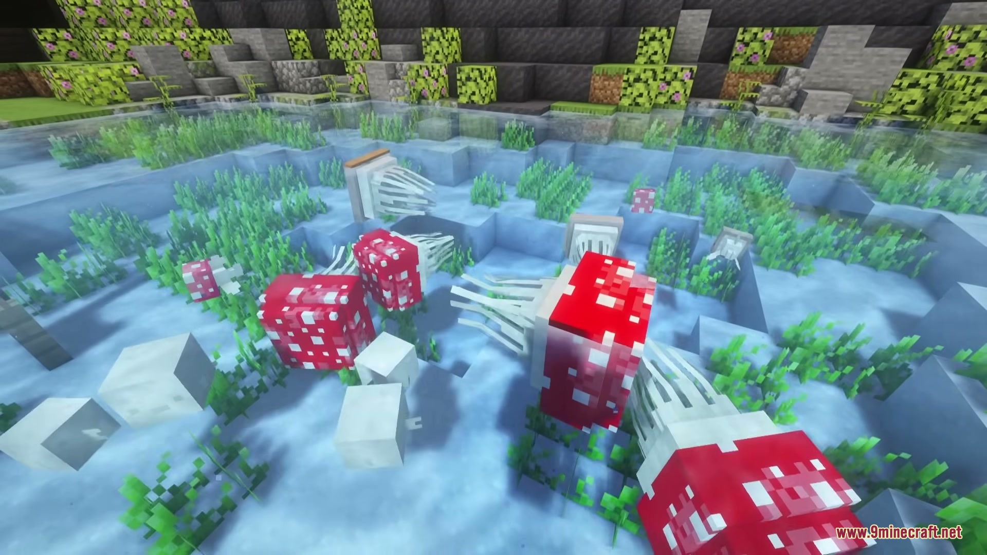 Fantastic Fishery Mod adds unique fungal fish swimming in a clear pond